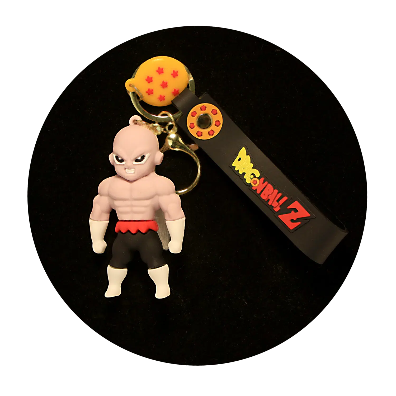 KSB-211 Anime – Dragon BallZ – Krillin V2 Black – Keychain With Silicone Band