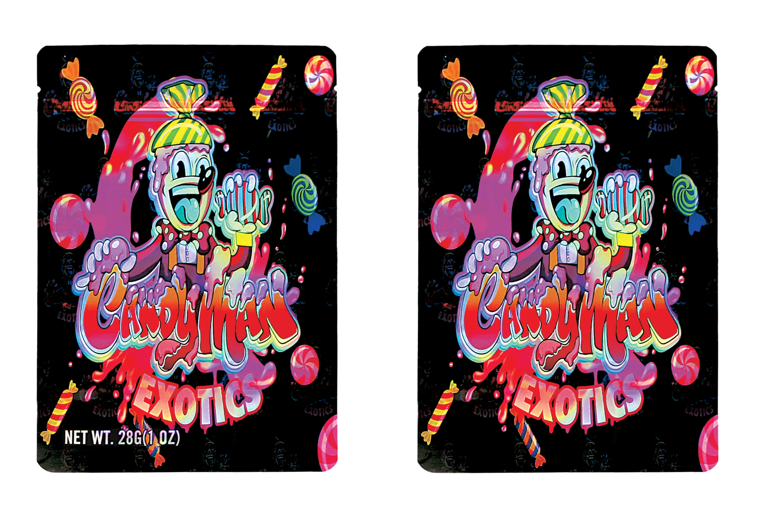 28 Gram Mylar Bag – Premium Smell-Proof Flower Packaging - Candyman Exotics (50 Count) MB-28-007 - Image 3