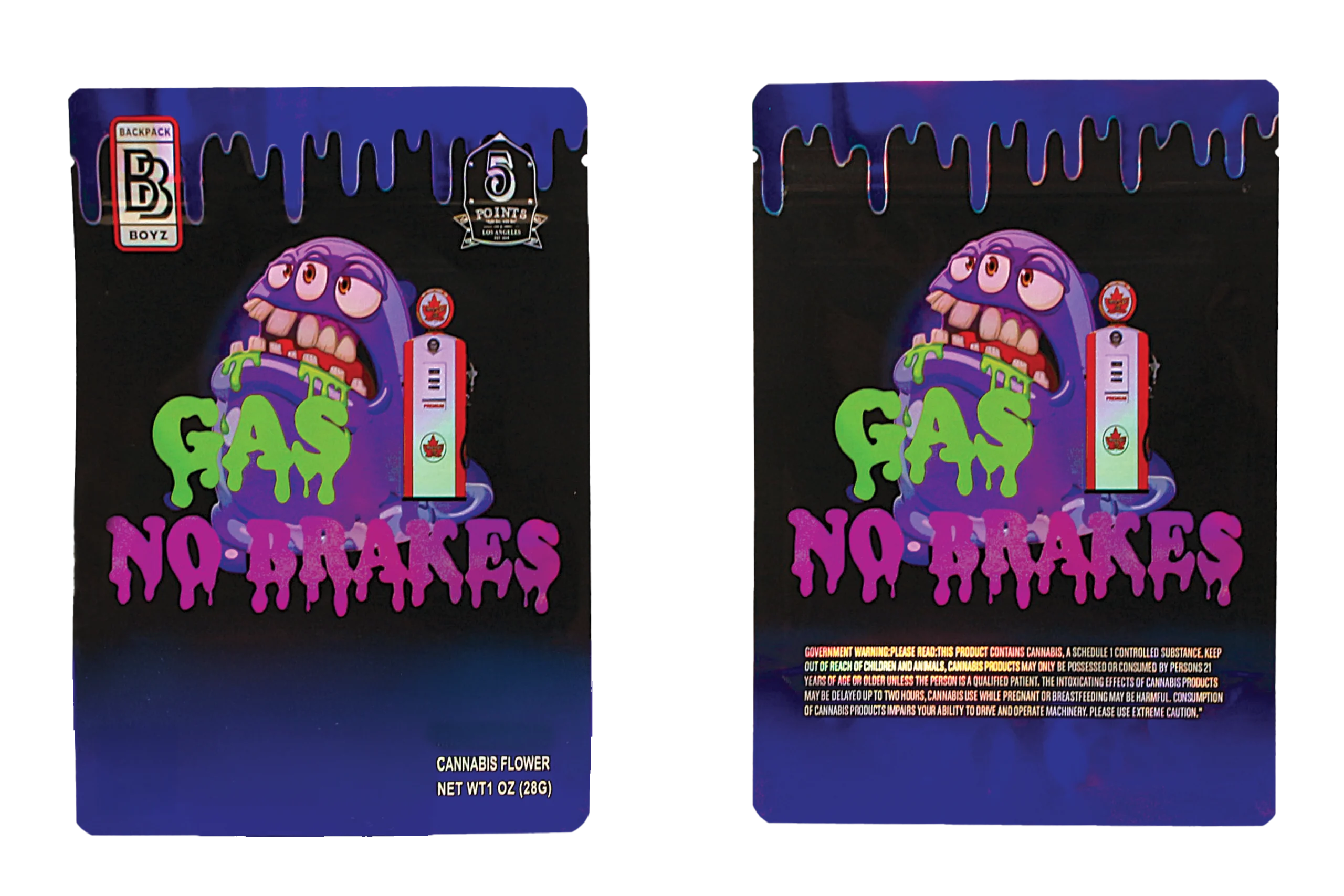 28 Gram Mylar Bag – Premium Smell-Proof Flower Packaging - Gas No Brakes (50 Count) MB-28-012 - Image 3