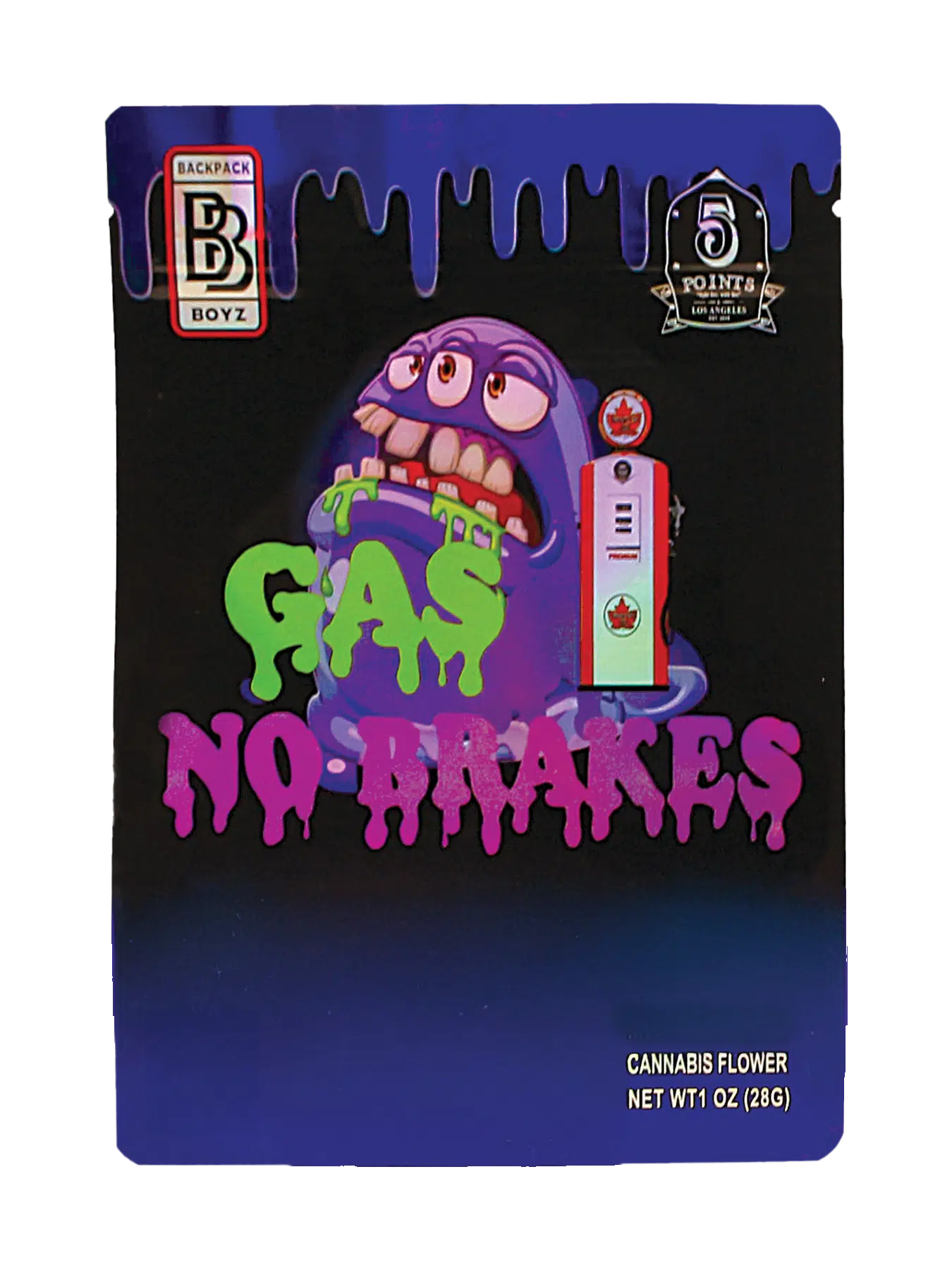 28 Gram Mylar Bag – Premium Smell-Proof Flower Packaging – Gas No Brakes (50 Count) MB-28-012