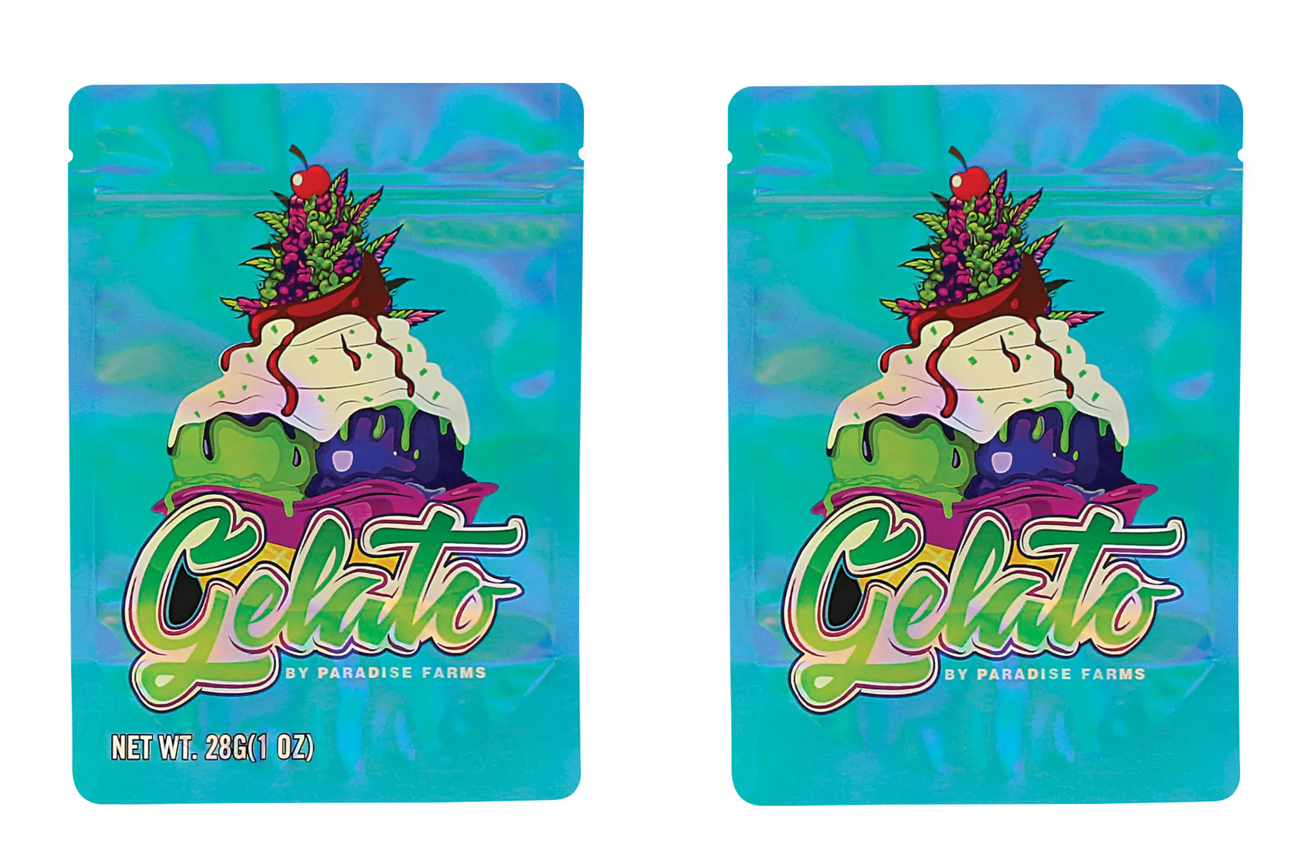28 Gram Mylar Bag – Premium Smell-Proof Flower Packaging - Gelato Paradise Farms (50 Count) MB-28-013 - Image 3