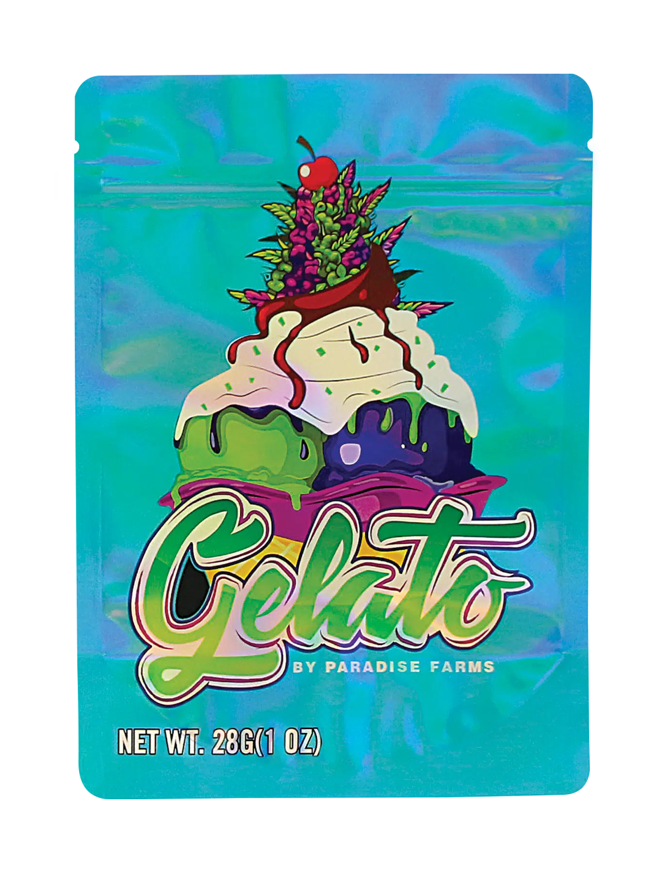 28 Gram Mylar Bag – Premium Smell-Proof Flower Packaging – Gelato Paradise Farms (50 Count) MB-28-013