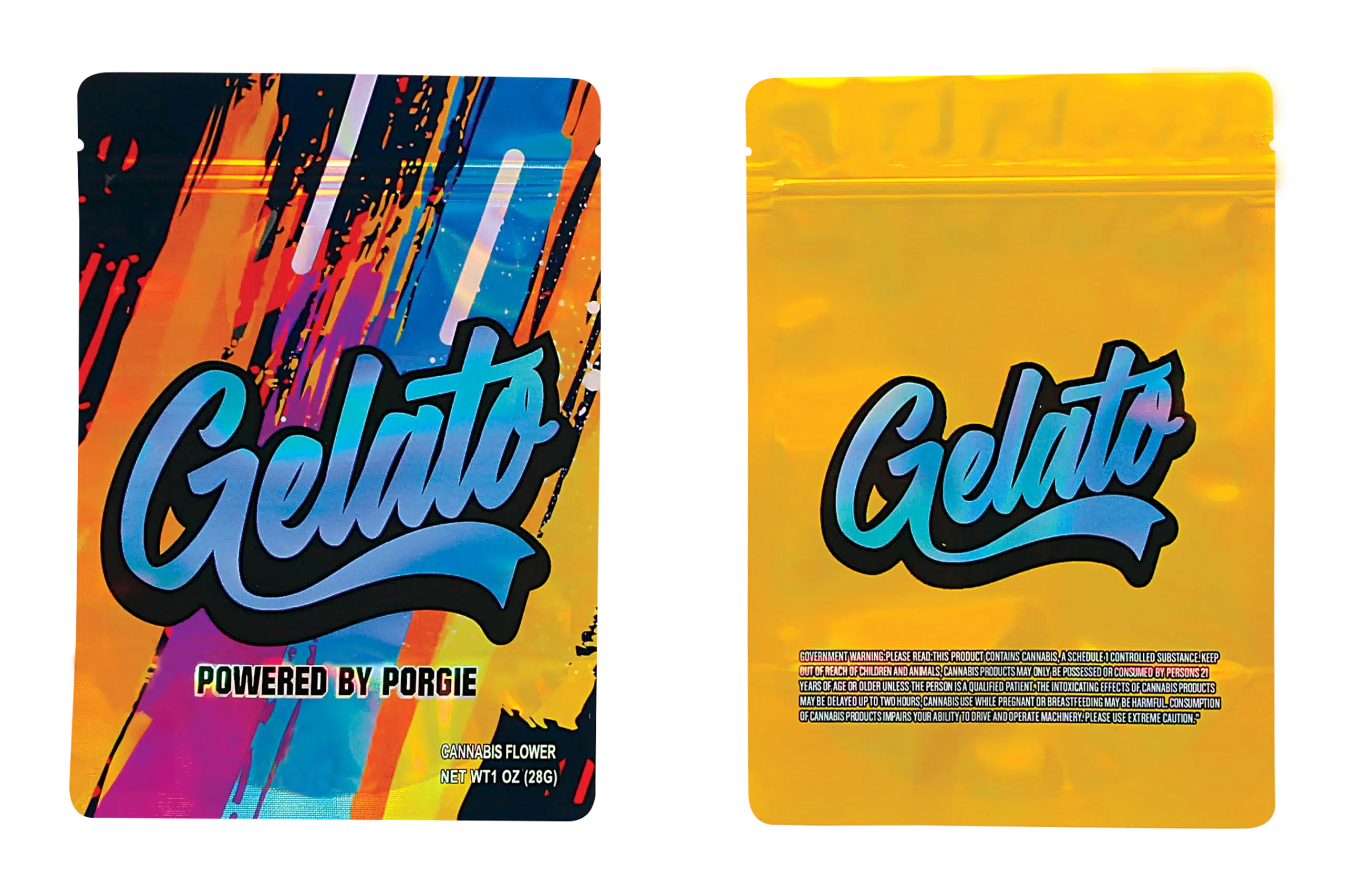 28 Gram Mylar Bag – Premium Smell-Proof Flower Packaging - Gelato Powered by Porgie (50 Count) MB-28-014 - Image 3