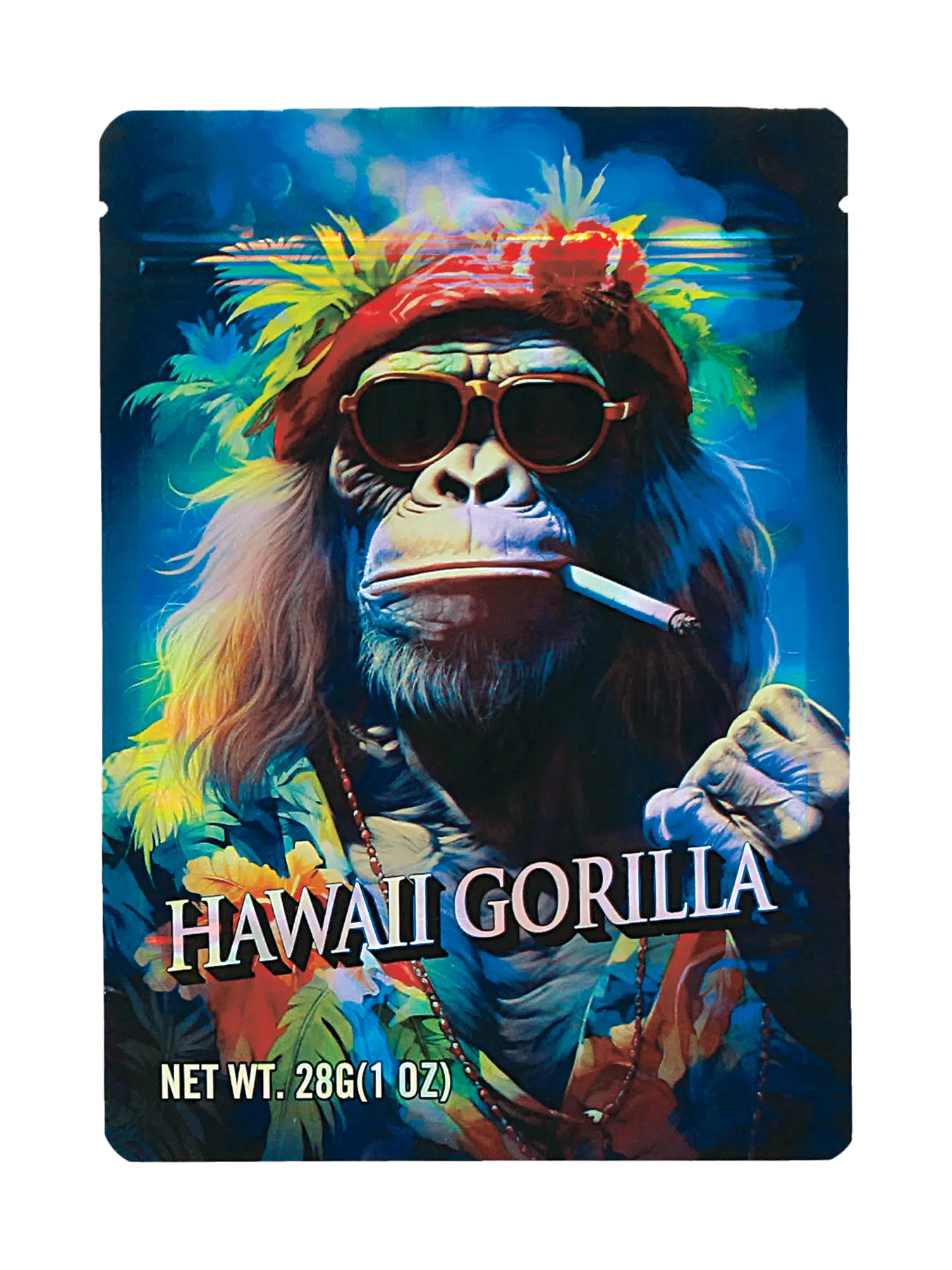 28 Gram Mylar Bag – Premium Smell-Proof Flower Packaging – Hawaii Gorilla (50 Count) MB-28-019