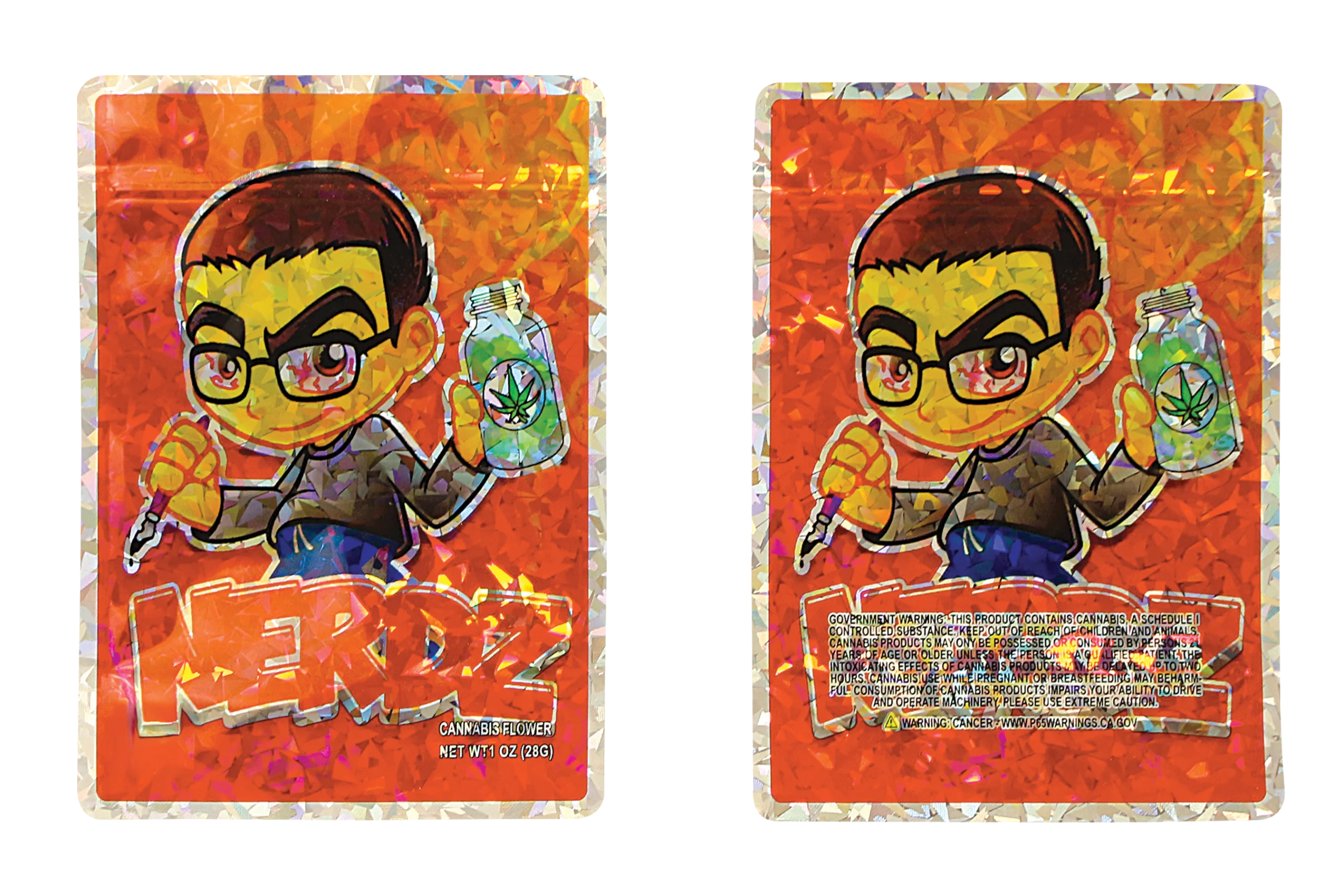 28 Gram Mylar Bag – Premium Smell-Proof Flower Packaging - Nerdz (50 Count) MB-28-030 - Image 3