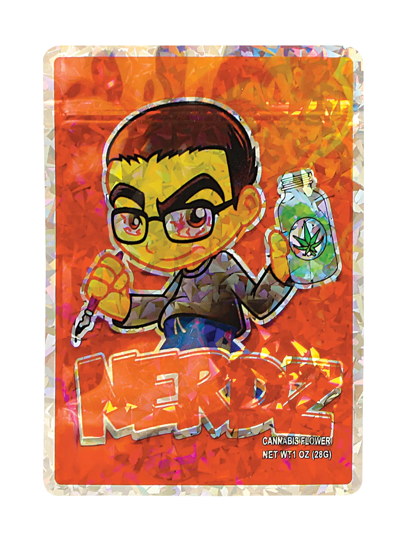 28 Gram Mylar Bag – Premium Smell-Proof Flower Packaging - Nerdz (50 Count) MB-28-030 - Image 2