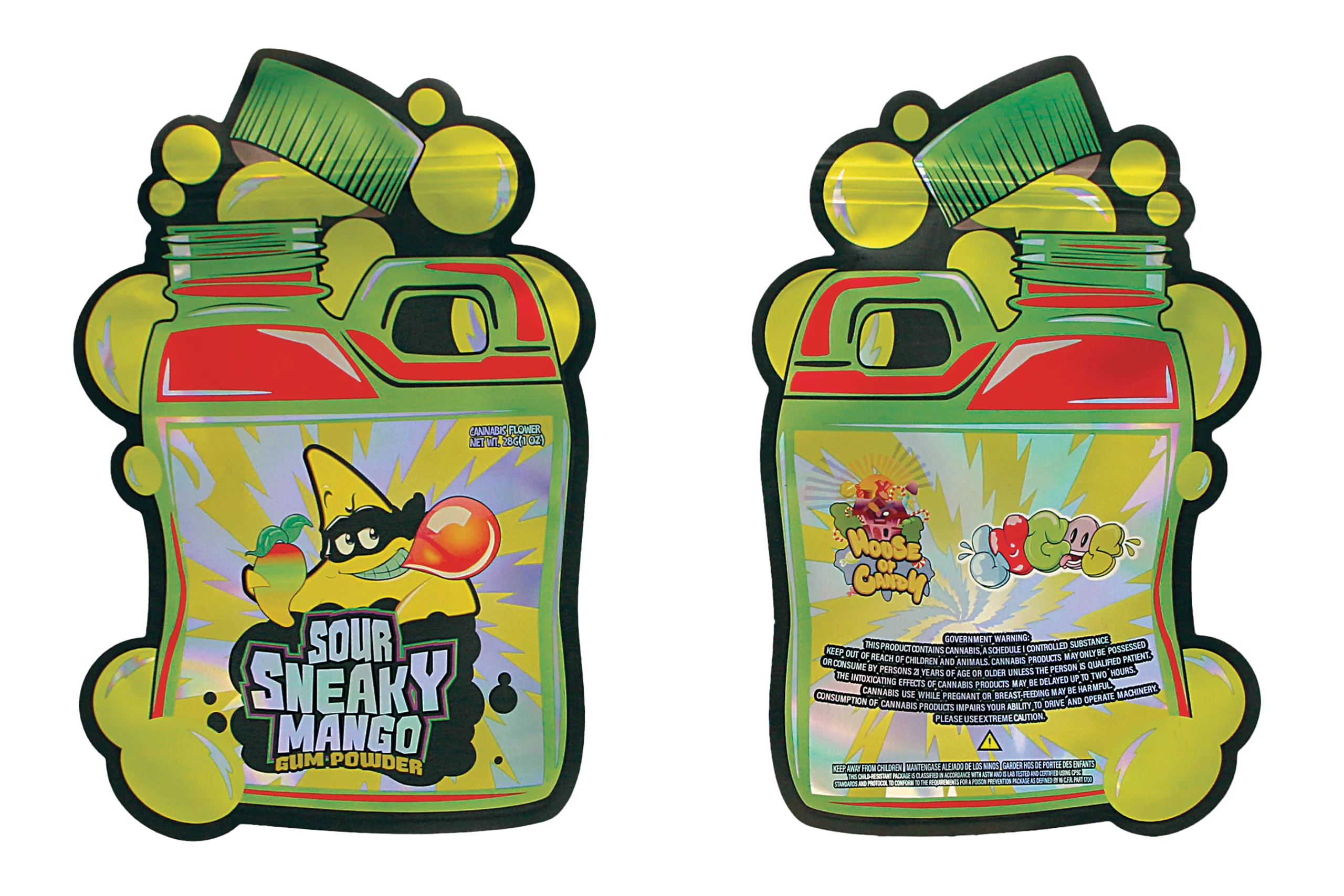 28 Gram Mylar Bag – Premium Smell-Proof Flower Packaging - Sour Sneaky Mango (50 Count) MB-28-038 - Image 3