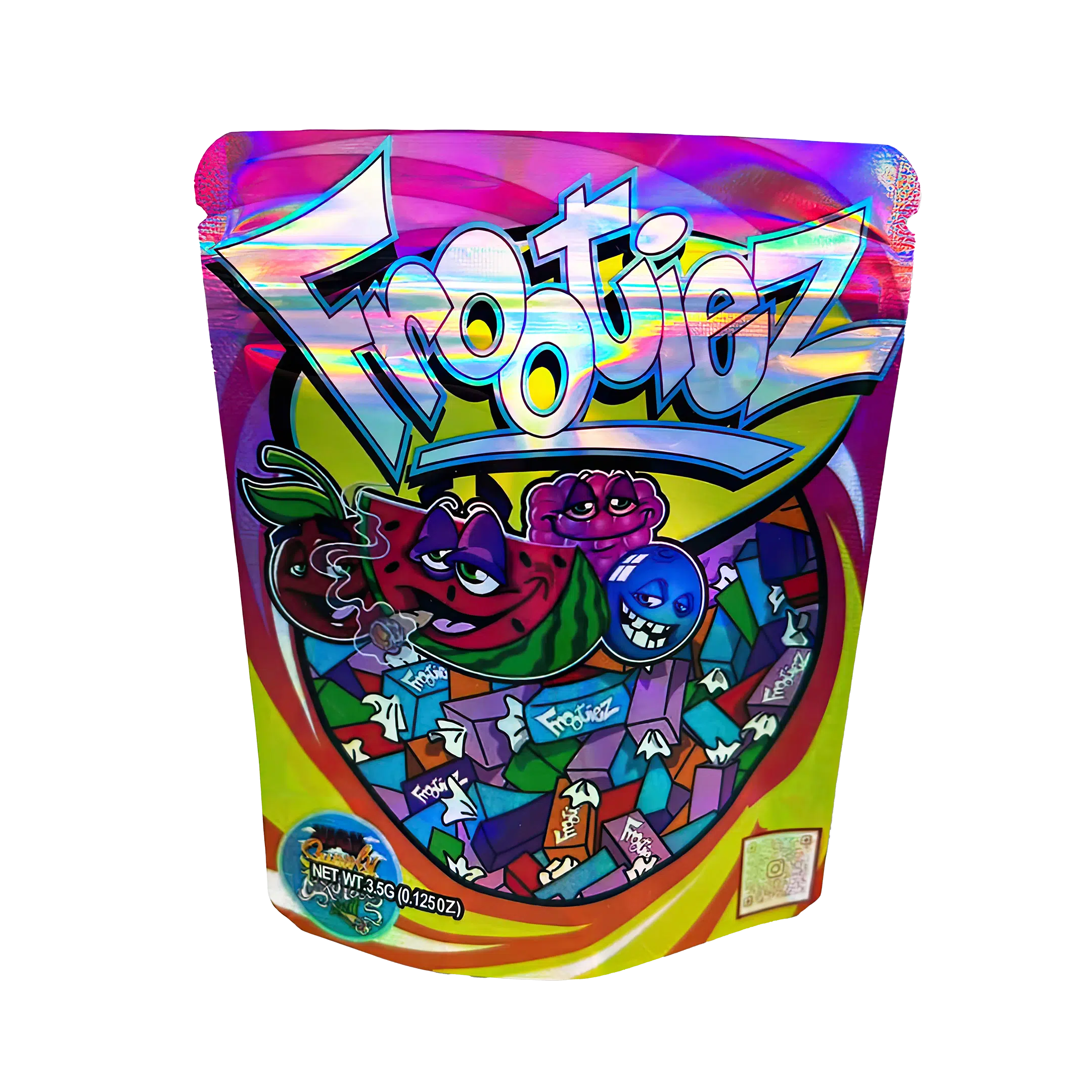 3.5 Gram Mylar Bag – Premium Smell-Proof Flower Packaging – Frootiez (50 Count) MB-35G-004