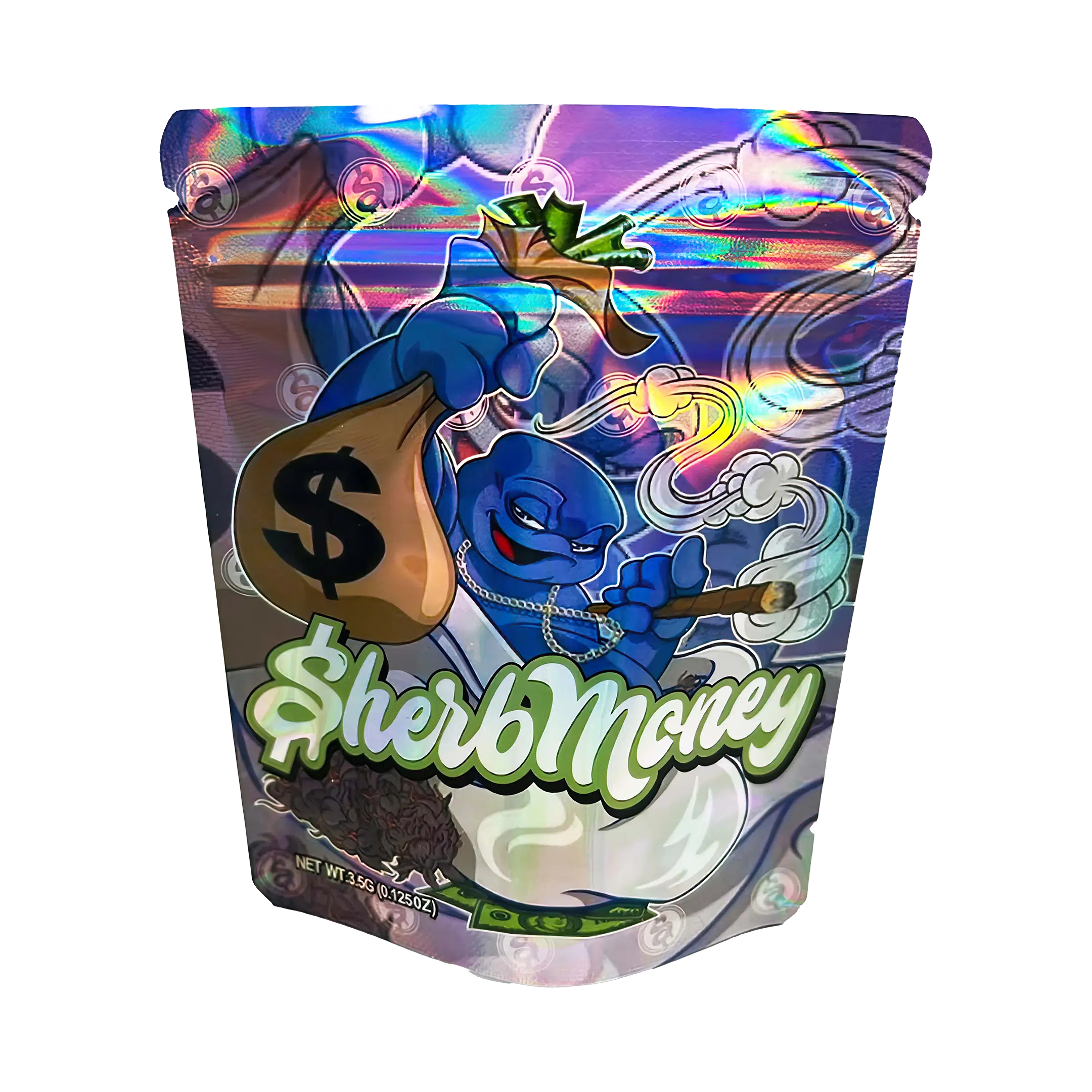 3.5 Gram Mylar Bag – Premium Smell-Proof Flower Packaging – Sherb Money (50 Count) MB-35G-006