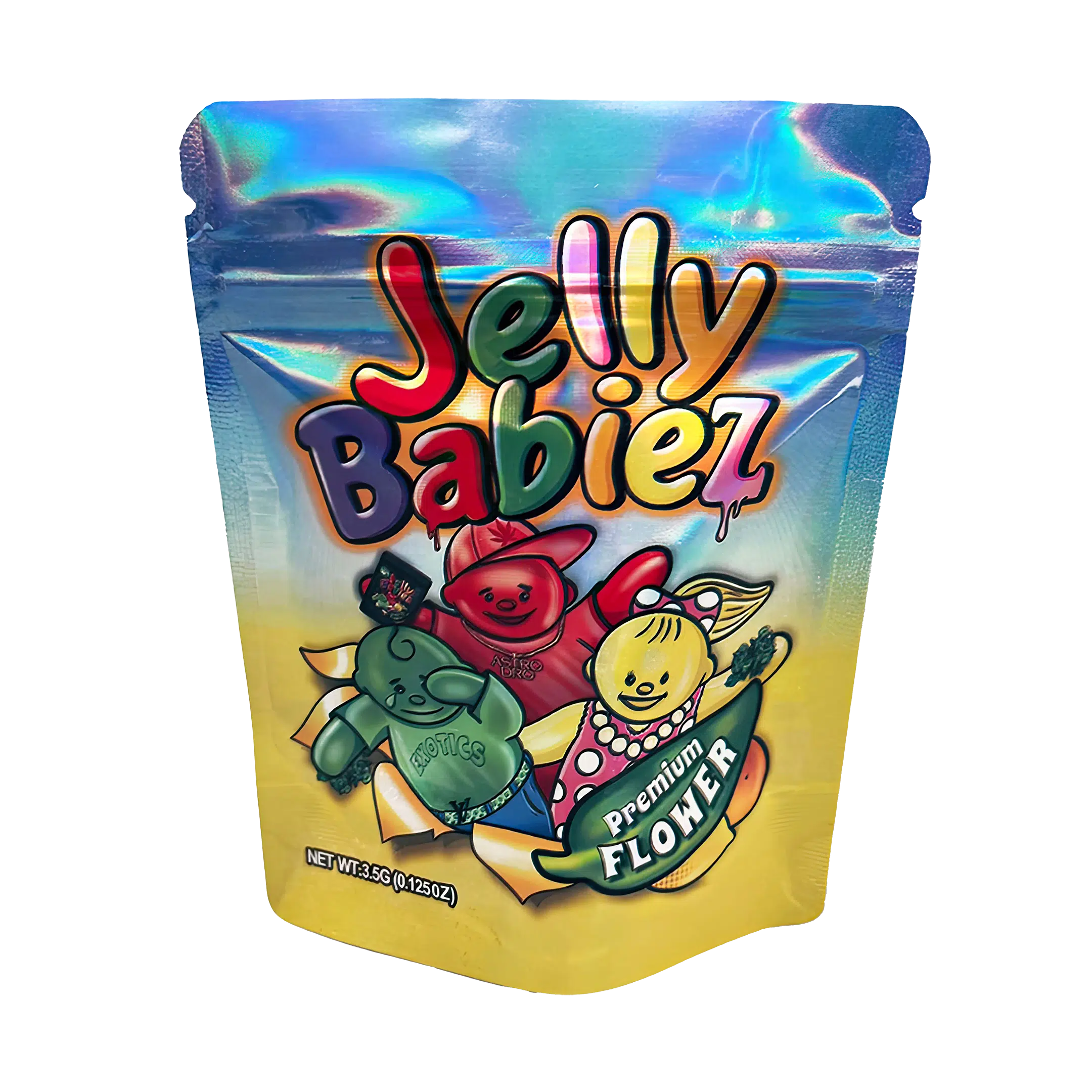 3.5 Gram Mylar Bag – Premium Smell-Proof Flower Packaging – Jelly Babiez (50 Count) MB-35G-007