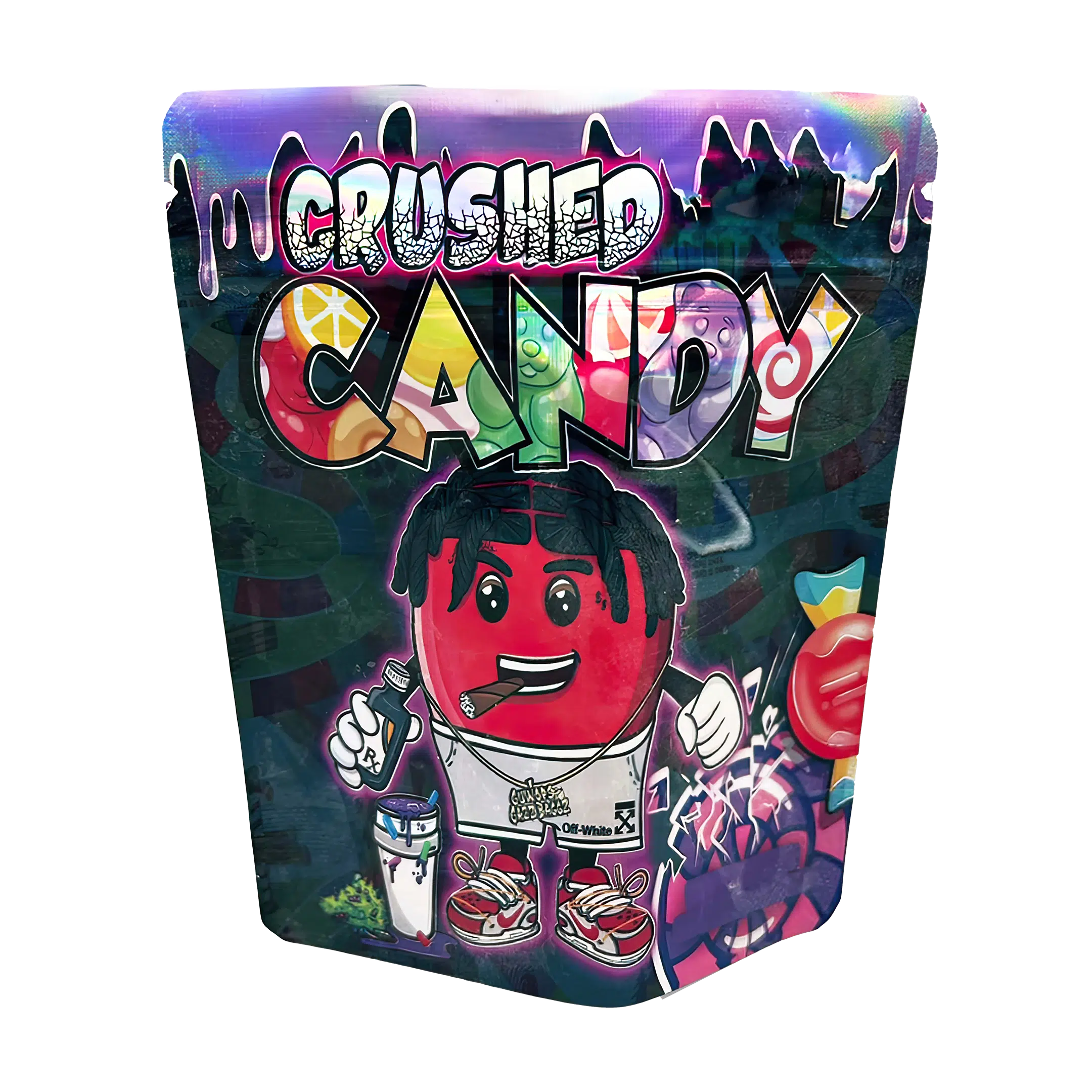 3.5 Gram Mylar Bag – Premium Smell-Proof Flower Packaging – Crushed Candy (50 Count) MB-35G-009
