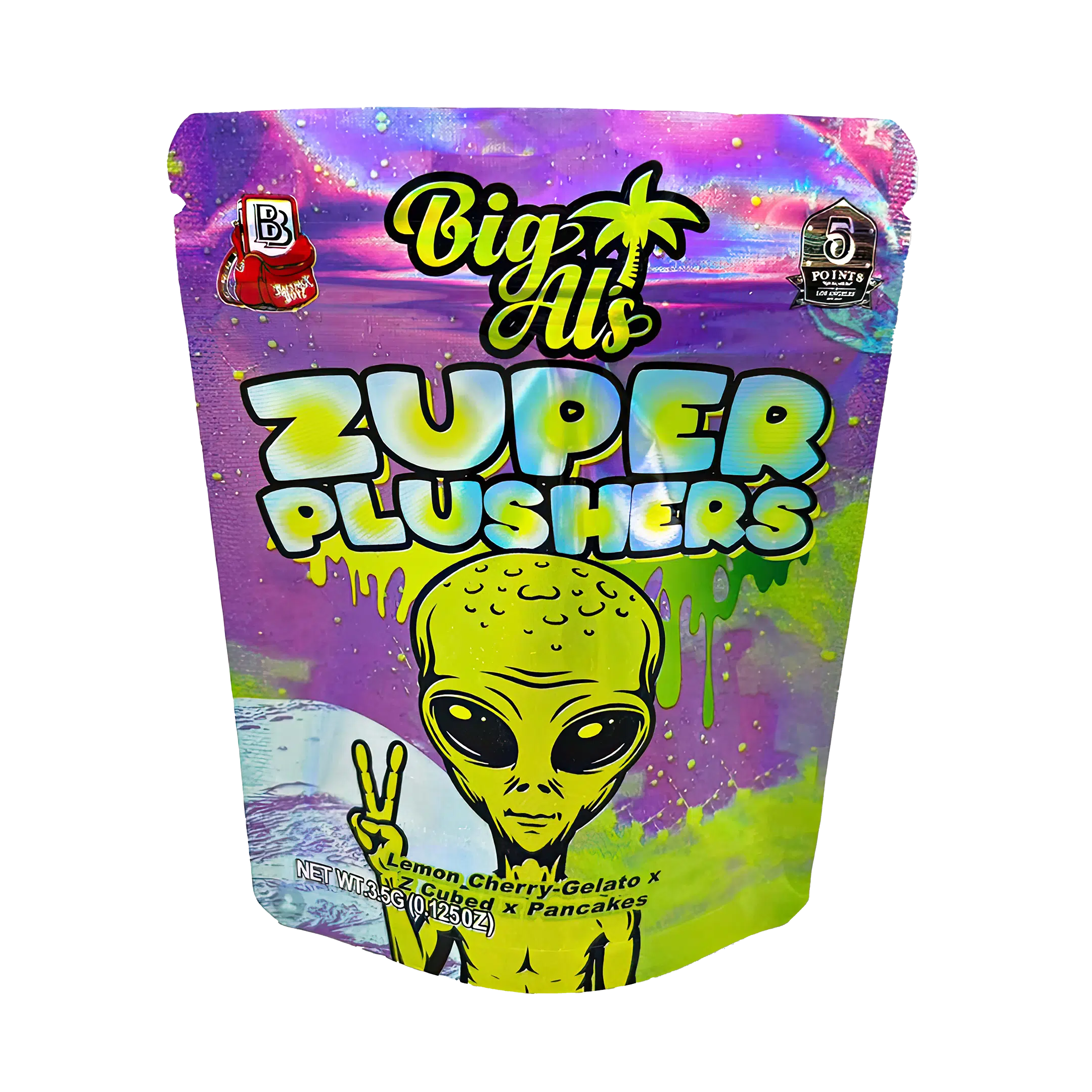3.5 Gram Mylar Bag – Premium Smell-Proof Flower Packaging – Zuper Plushers (50 Count) MB-35G-012