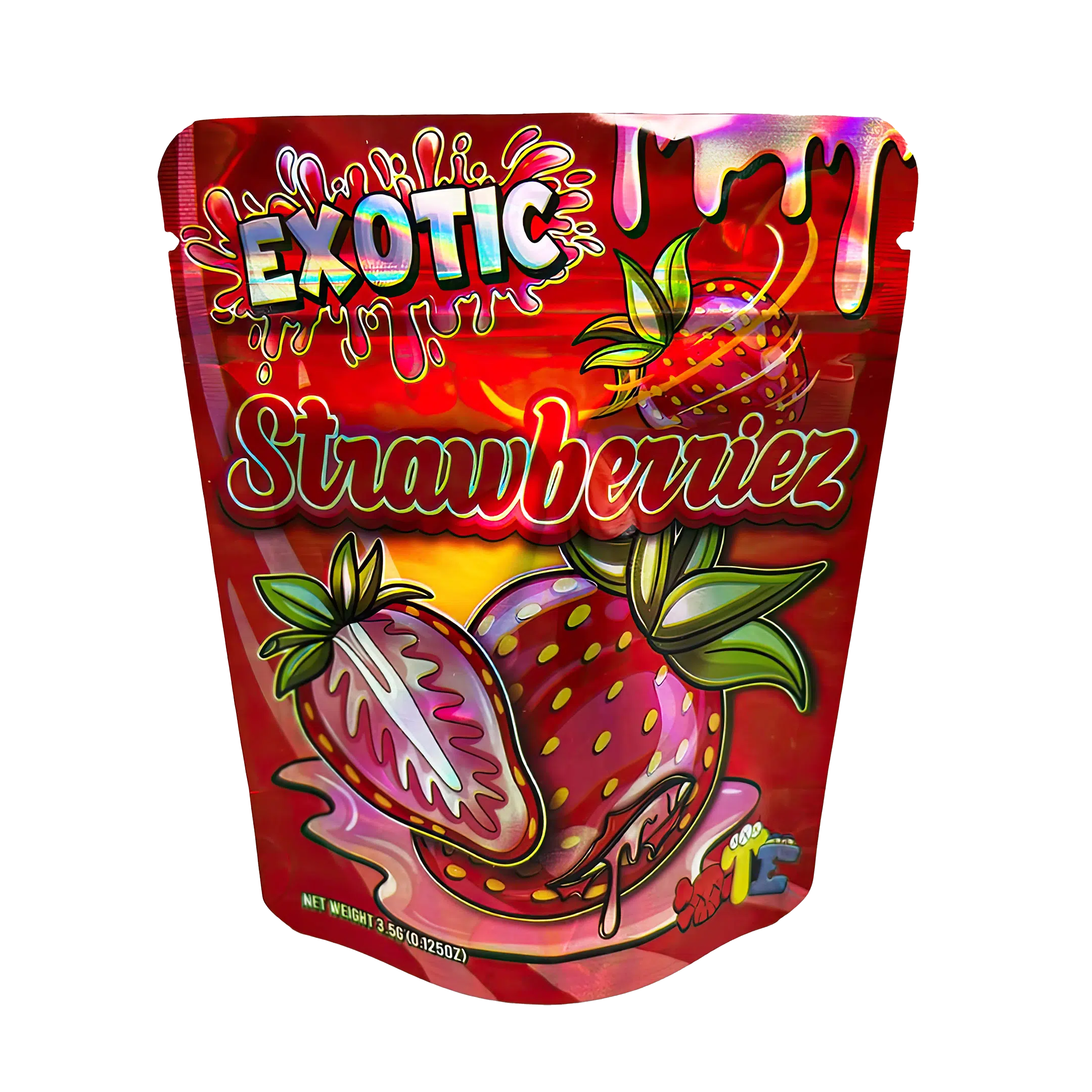 3.5 Gram Mylar Bag – Premium Smell-Proof Flower Packaging – Exotic Strawberriez (50 Count) MB-35G-021