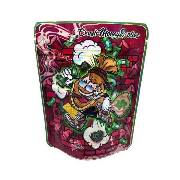 3.5 Gram Mylar Bag – Premium Smell-Proof Flower Packaging - Crash Money Exotics (50 Count) MB-35G-034