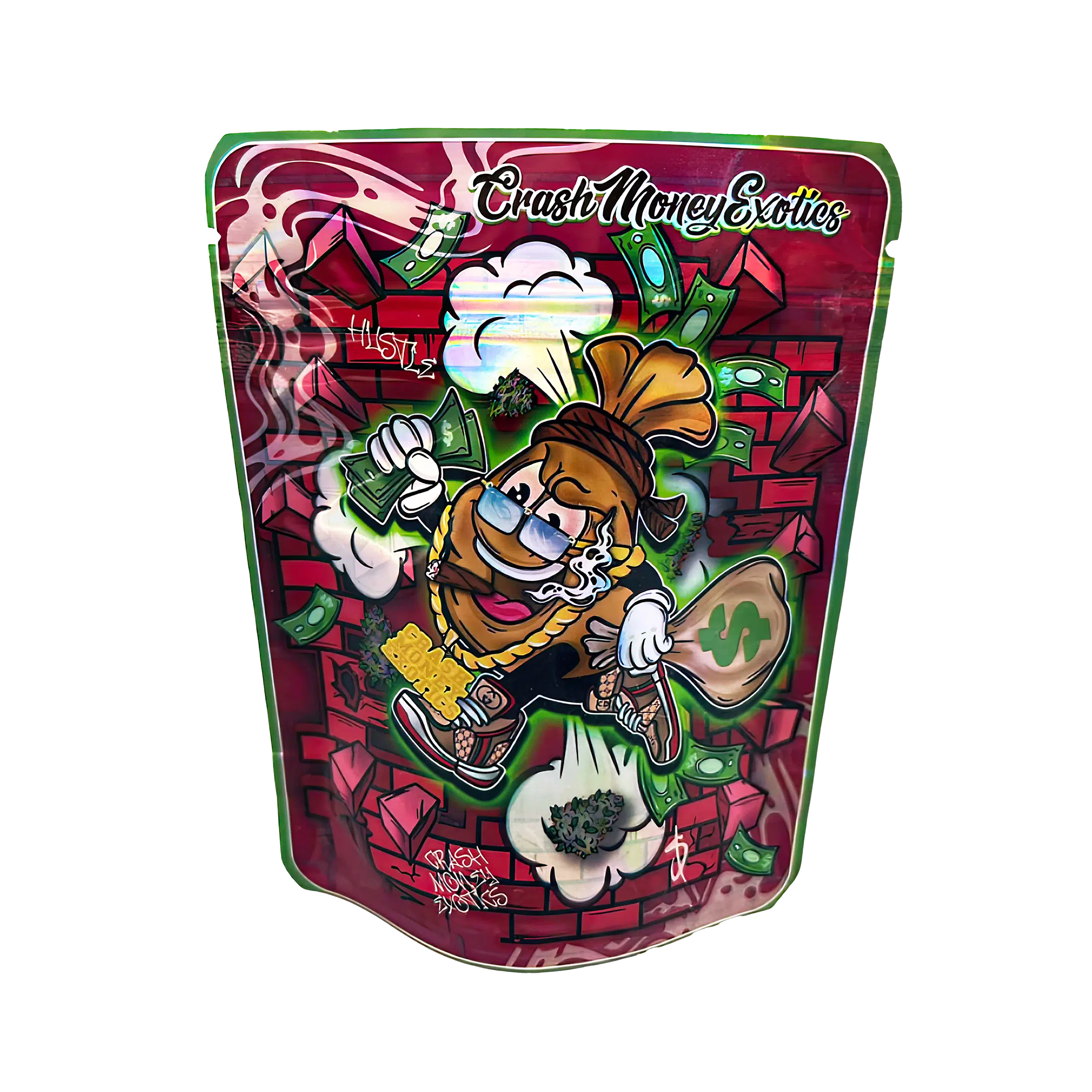 3.5 Gram Mylar Bag – Premium Smell-Proof Flower Packaging – Crash Money Exotics (50 Count) MB-35G-034