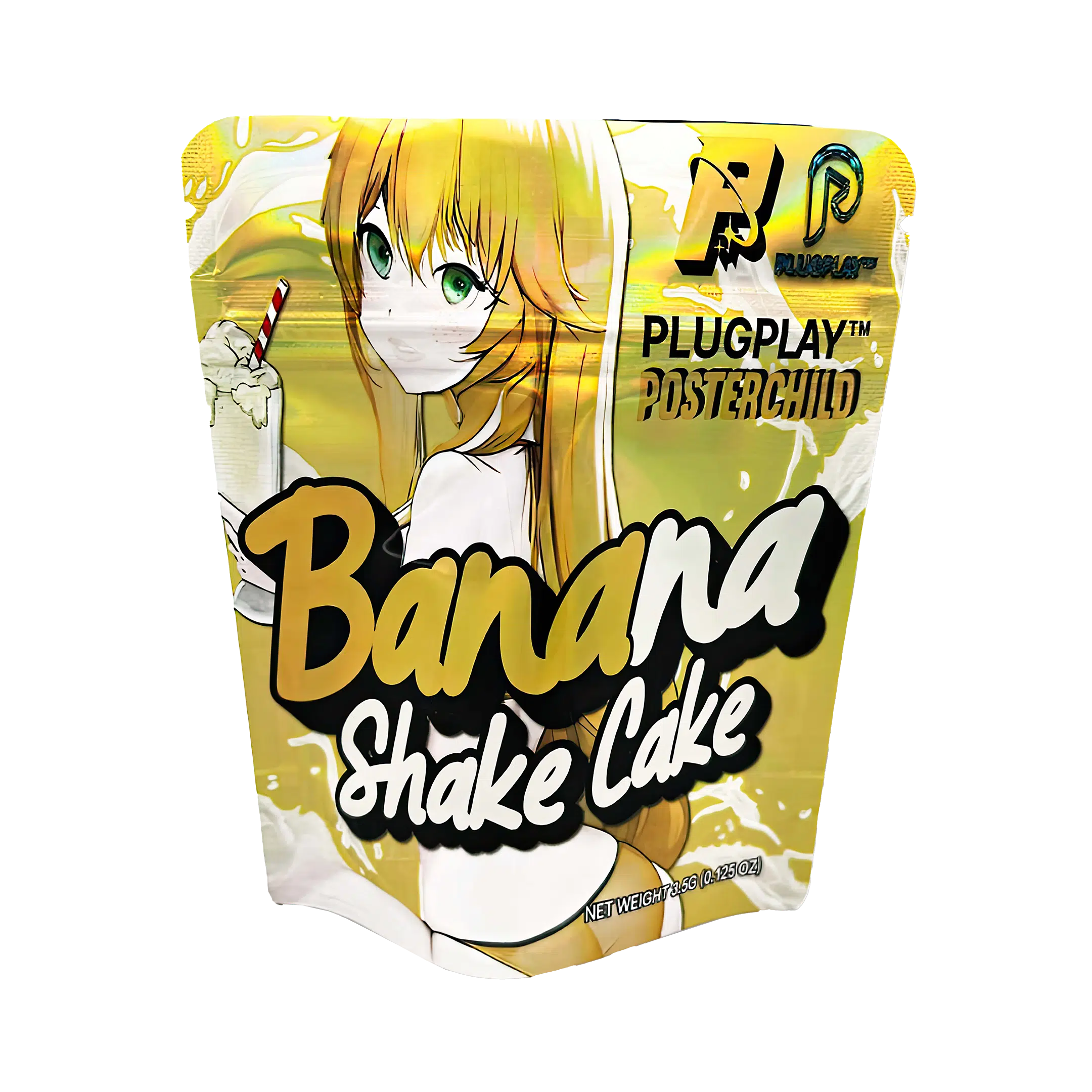 3.5 Gram Mylar Bag – Premium Smell-Proof Flower Packaging – Banana Shake Cake (50 Count) MB-35G-037