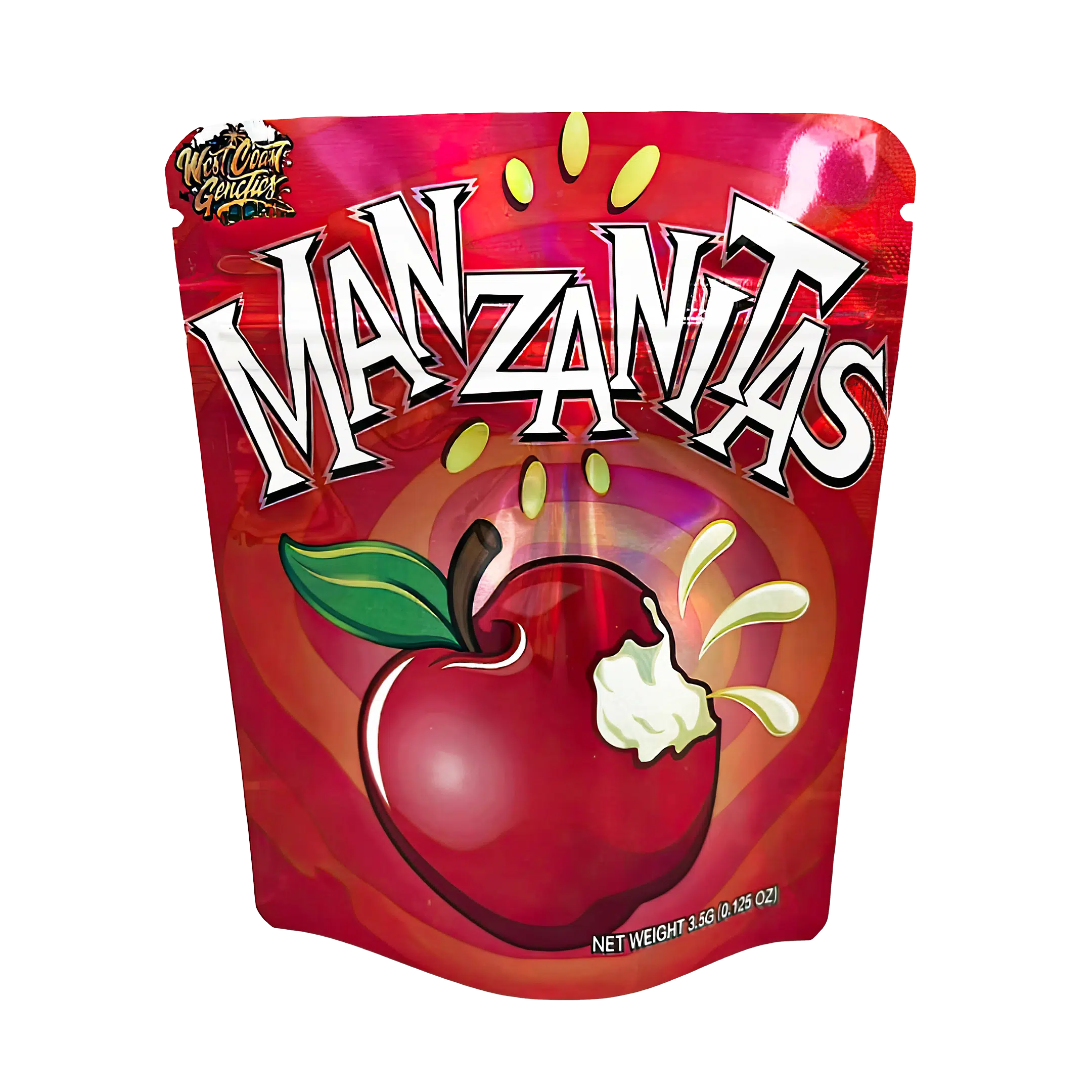 3.5 Gram Mylar Bag – Premium Smell-Proof Flower Packaging – Manzanitas (50 Count) MB-35G-039