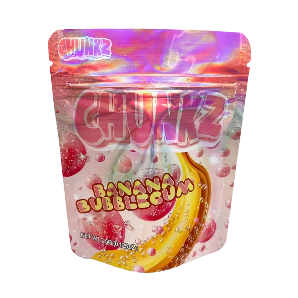 3.5 Gram Mylar Bag – Premium Smell-Proof Flower Packaging - Chunkz Banana Bubblegum (50 Count) MB-35G-047