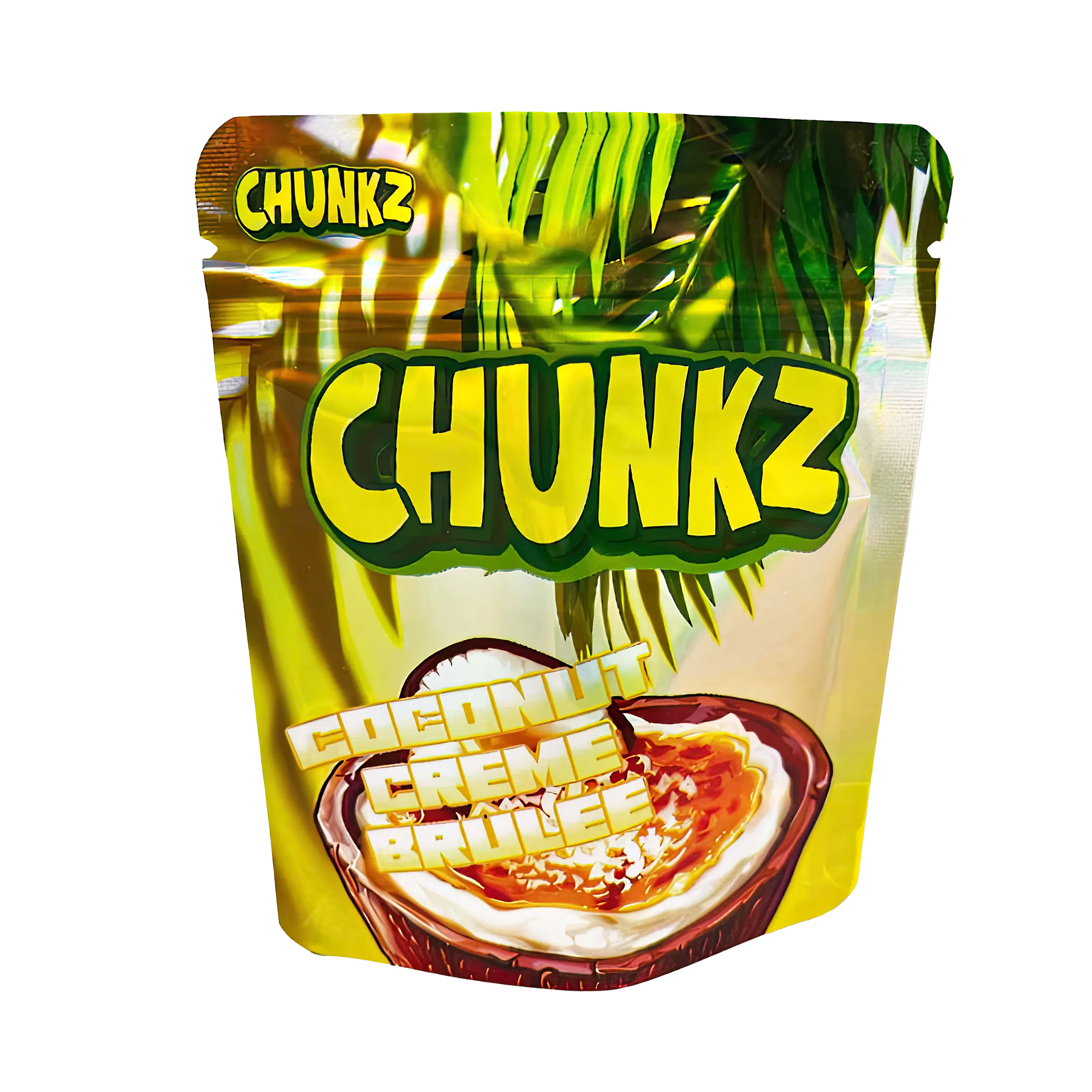 3.5 Gram Mylar Bag – Premium Smell-Proof Flower Packaging – Chunkz Coconut Crème Brulee (50 Count) MB-35G-053