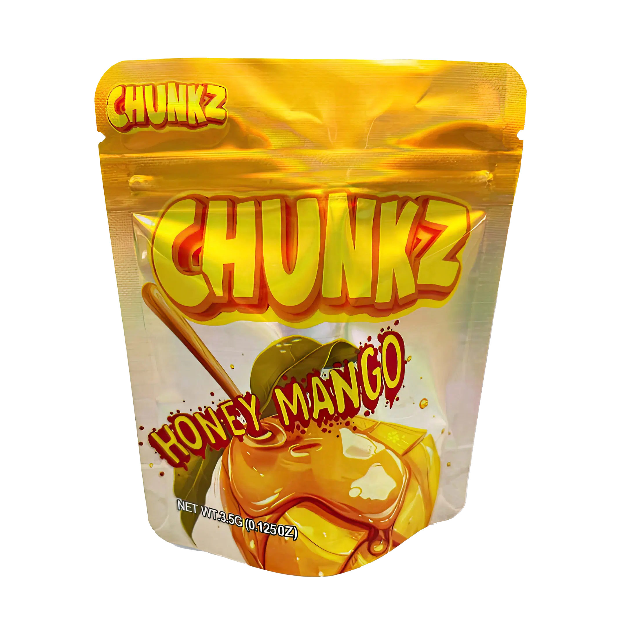 3.5 Gram Mylar Bag – Premium Smell-Proof Flower Packaging – Chunkz Honey Mango (50 Count) MB-35G-054
