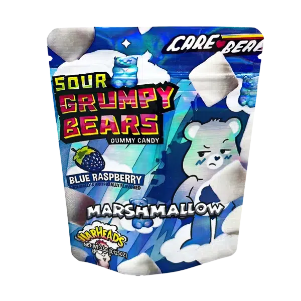 3.5 Gram Mylar Bag – Premium Smell-Proof Flower Packaging - Sour Grumpy Bears (50 Count) MB-35G-061