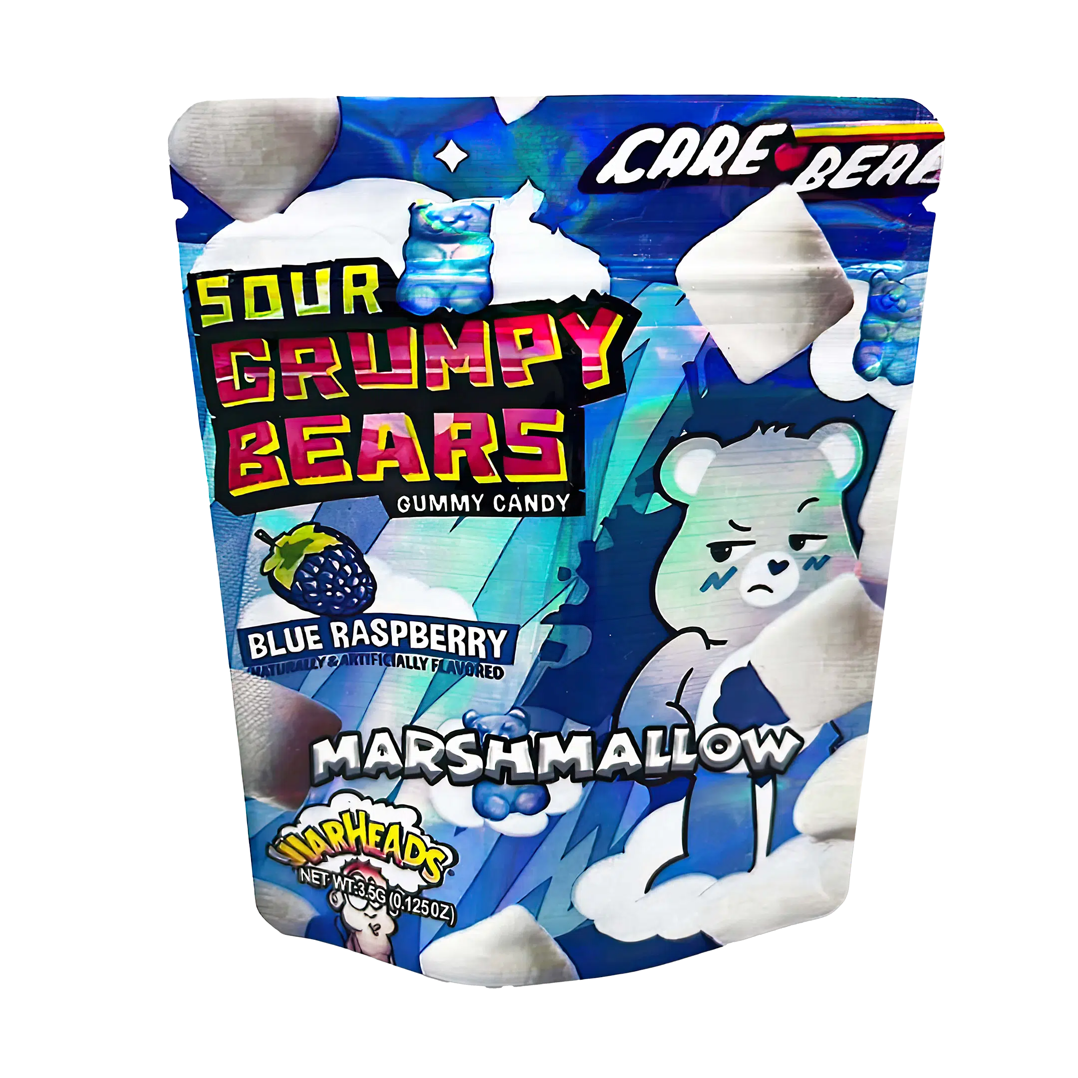 3.5 Gram Mylar Bag – Premium Smell-Proof Flower Packaging – Sour Grumpy Bears (50 Count) MB-35G-061