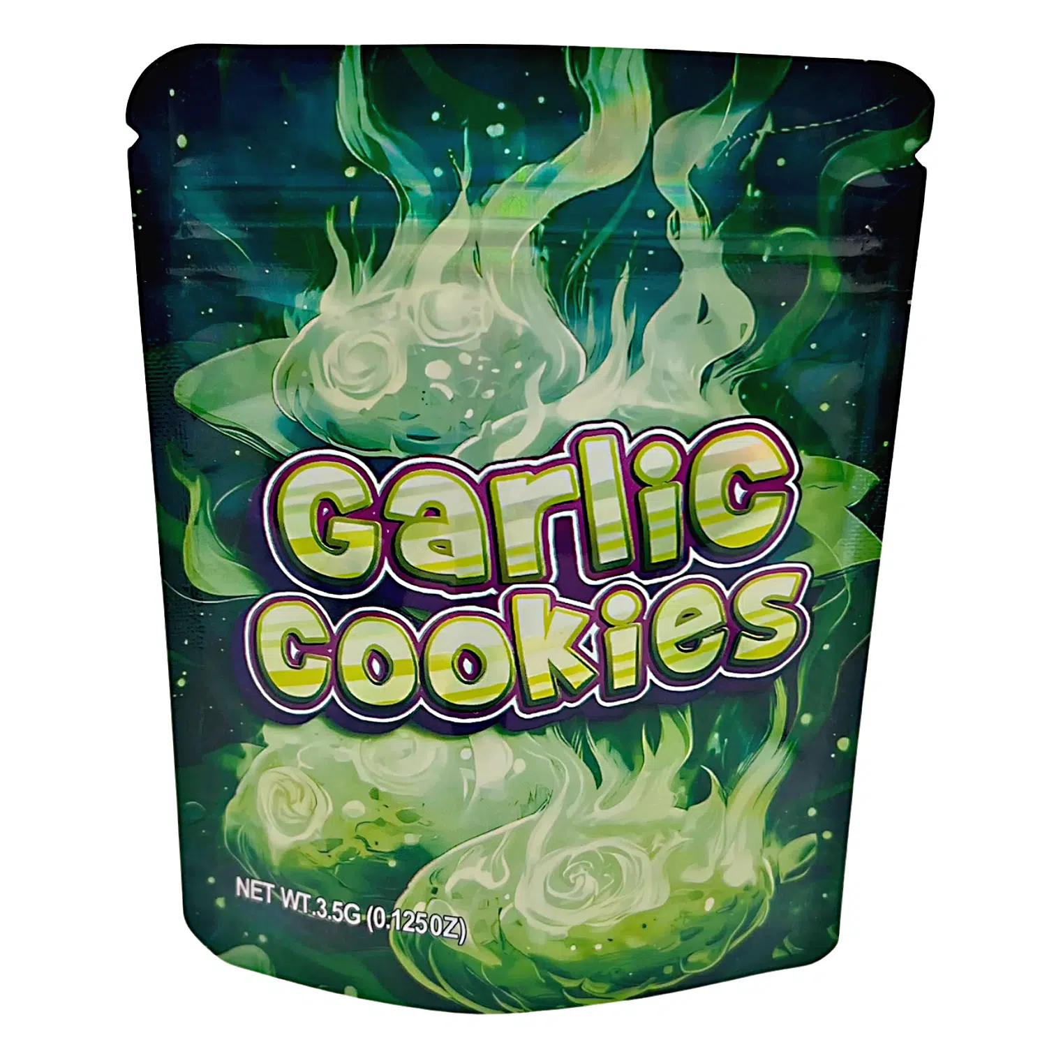 3.5 Gram Mylar Bag – Premium Smell-Proof Flower Packaging – Garlic Cookies (50 Count) MB-35G-068