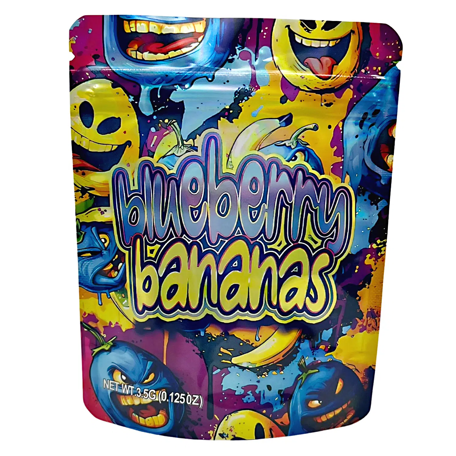 3.5 Gram Mylar Bag – Premium Smell-Proof Flower Packaging – Blueberry Bananas (50 Count) MB-35G-070