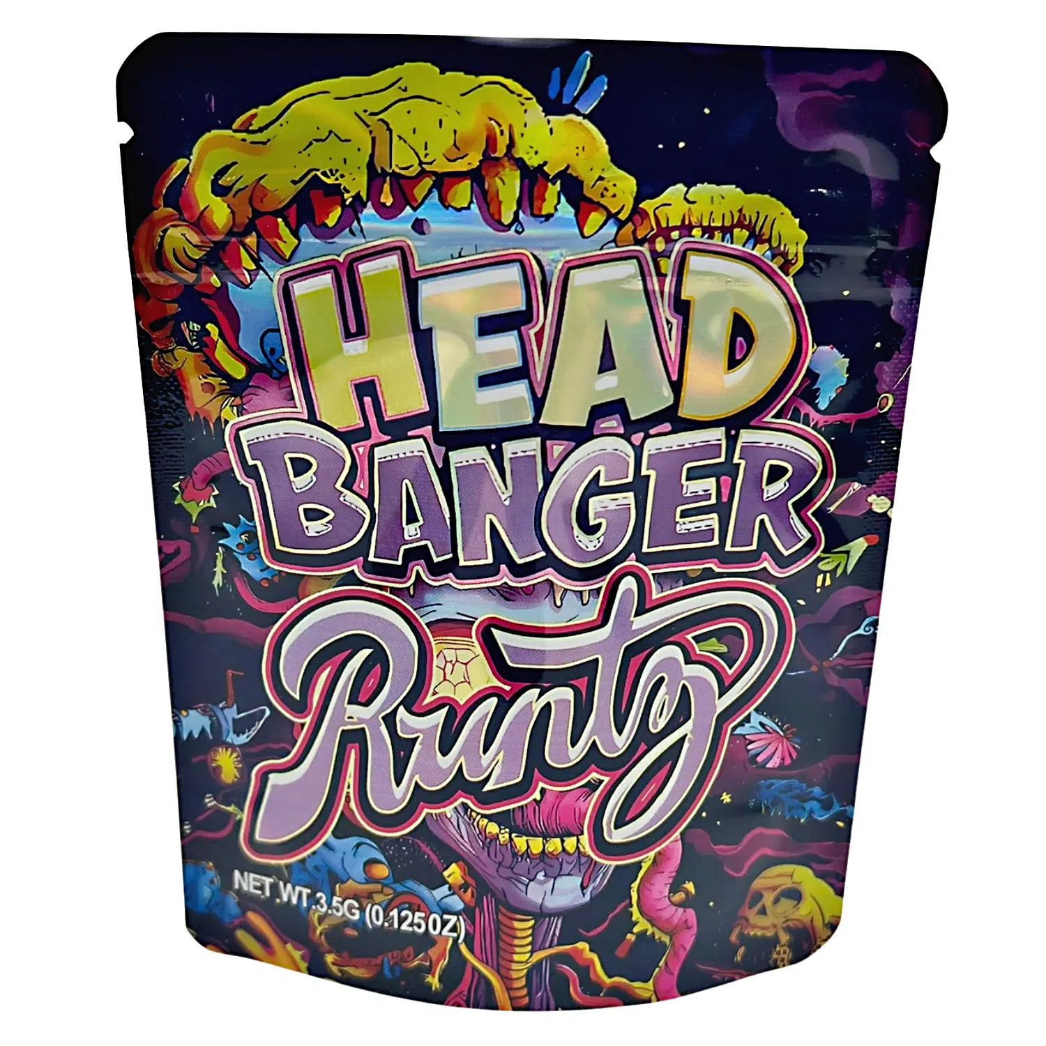 3.5 Gram Mylar Bag – Premium Smell-Proof Flower Packaging – Head Banger Runtz (50 Count) MB-35G-072