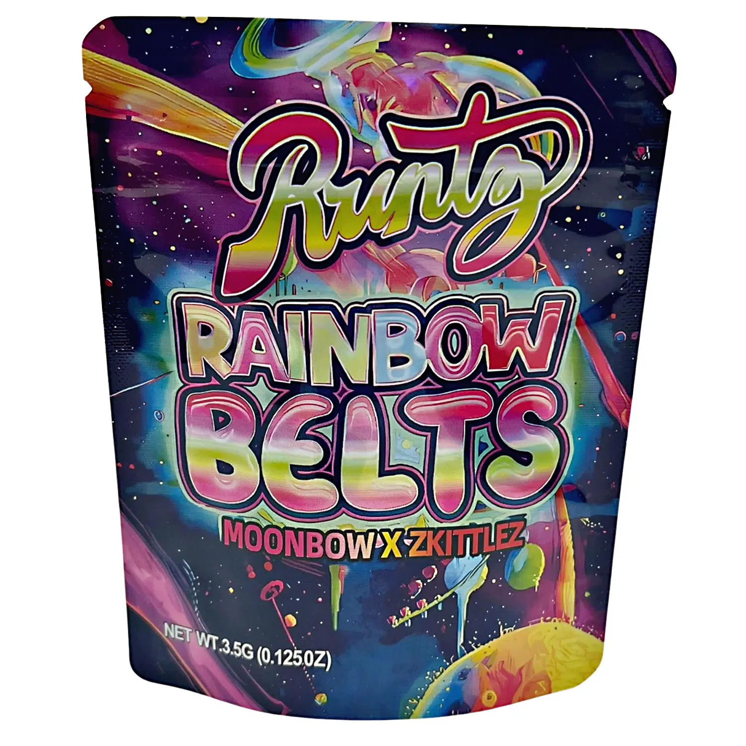 3.5 Gram Mylar Bag – Premium Smell-Proof Flower Packaging – Runtz Rainbow Belts (50 Count) MB-35G-073