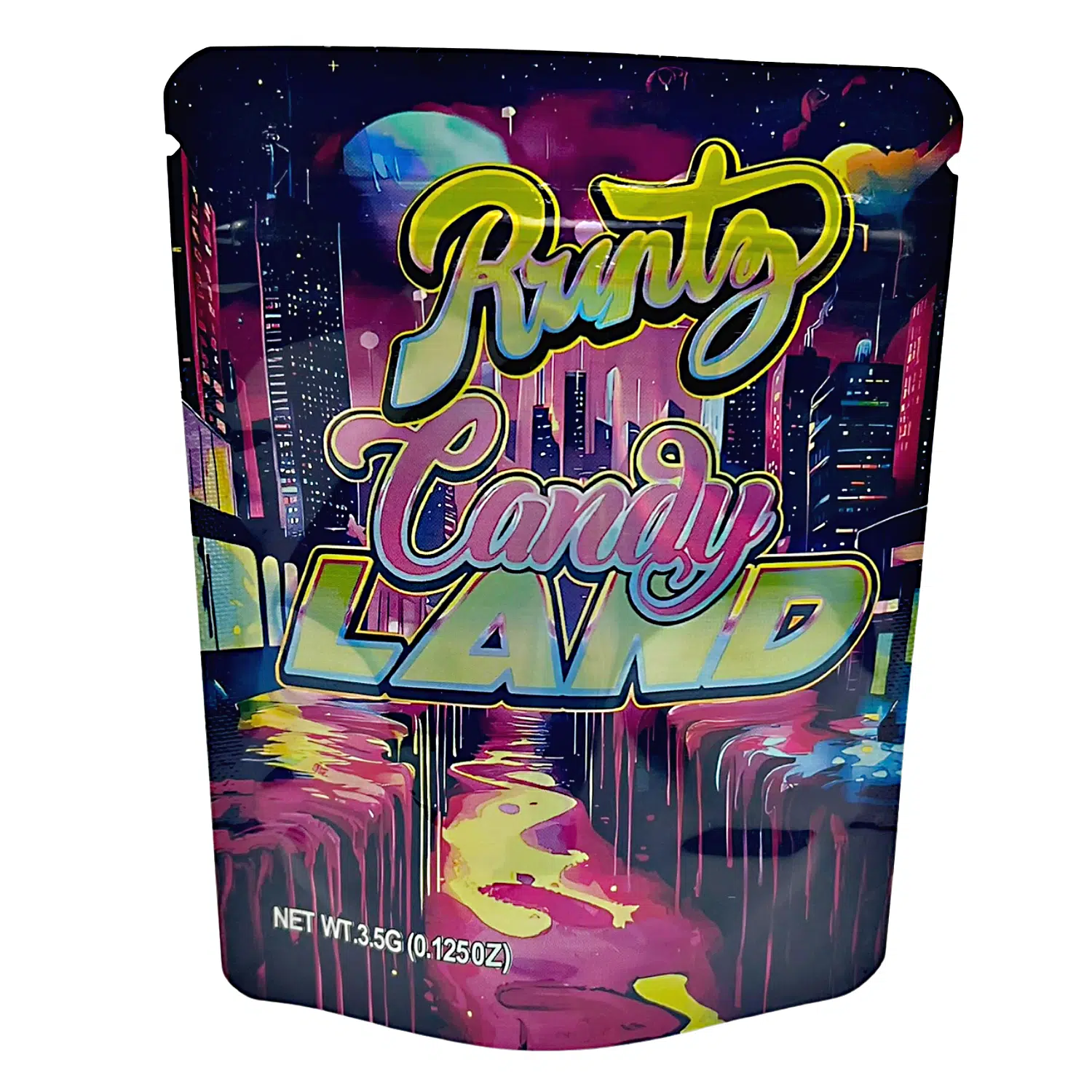 3.5 Gram Mylar Bag – Premium Smell-Proof Flower Packaging – Runtz Candy Land (50 Count) MB-35G-076