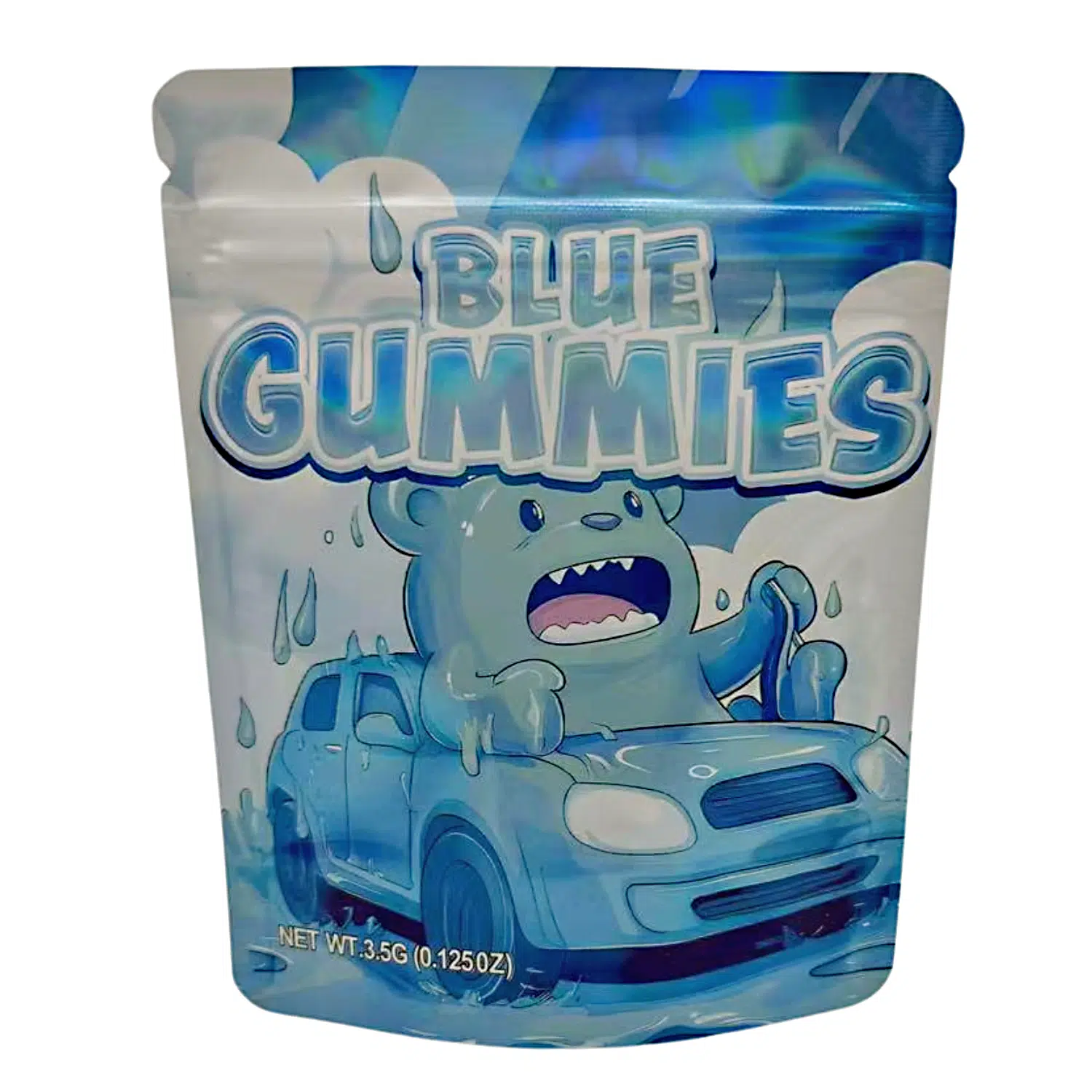 3.5 Gram Mylar Bag – Premium Smell-Proof Flower Packaging – Blue Gummies (50 Count) MB-35G-083