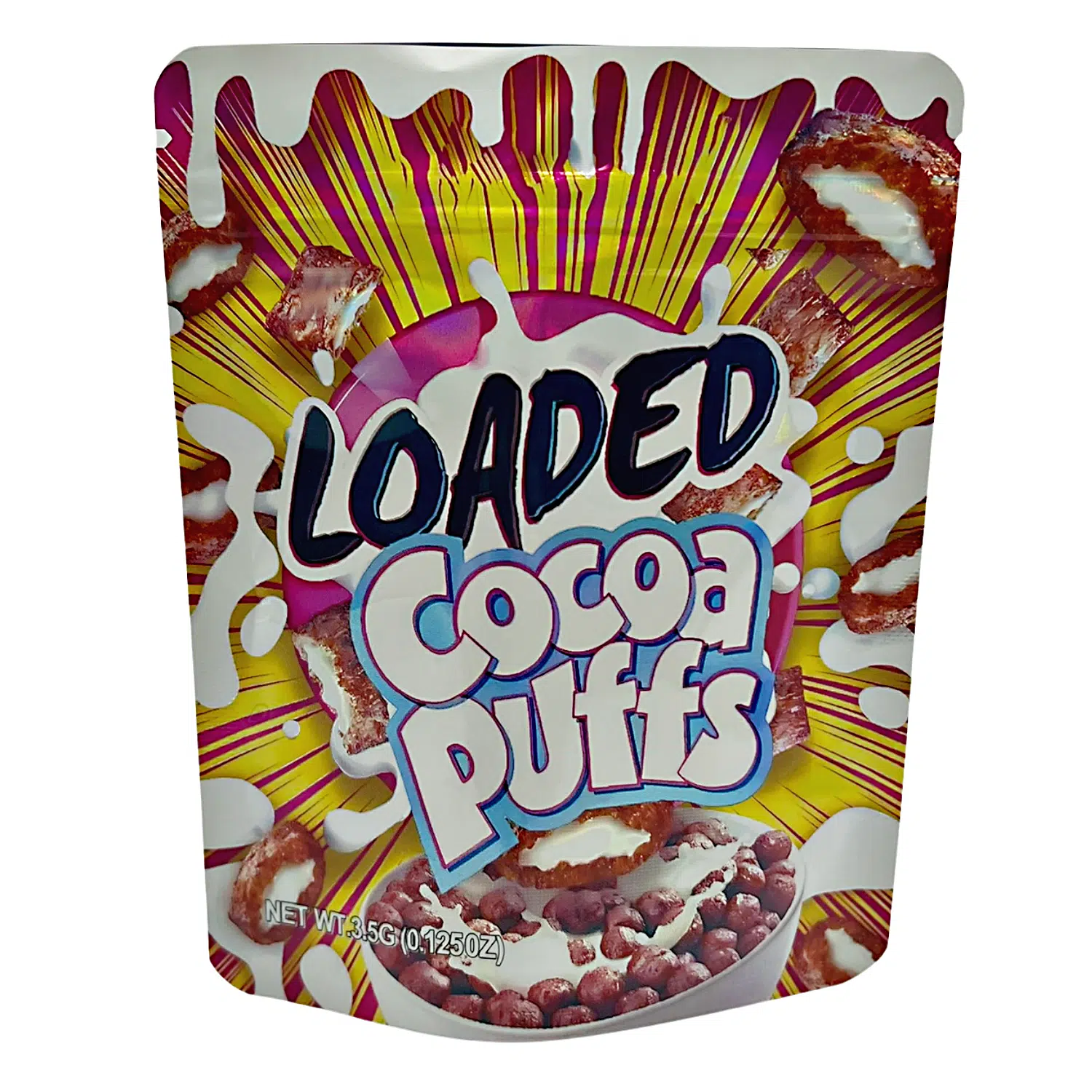 3.5 Gram Mylar Bag – Premium Smell-Proof Flower Packaging – Loaded Cocoa Puffs (50 Count) MB-35G-085