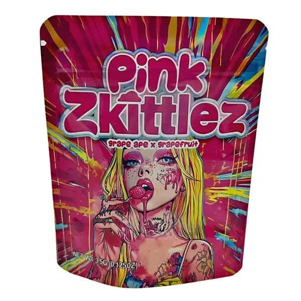 3.5 Gram Mylar Bag – Premium Smell-Proof Flower Packaging - Pink Zkittlez (50 Count) MB-35G-087