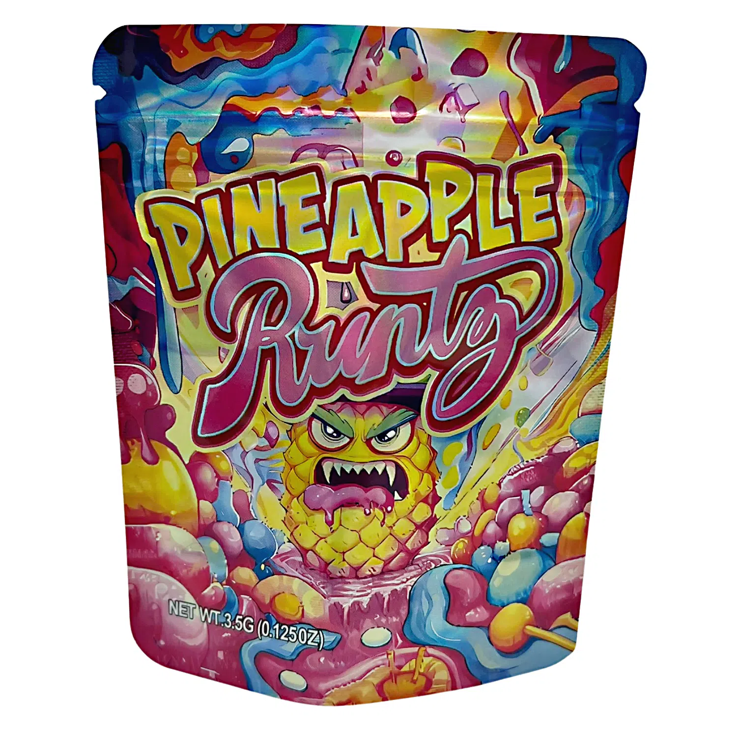3.5 Gram Mylar Bag – Premium Smell-Proof Flower Packaging – Pineapple Runtz (50 Count) MB-35G-094