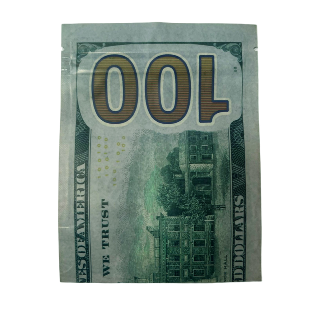 3.5 Gram Money Mylar Bag – Premium Smell-Proof Packaging - Hundred Dollar Bill New (50 Count) MMB-35G-006 - Image 3