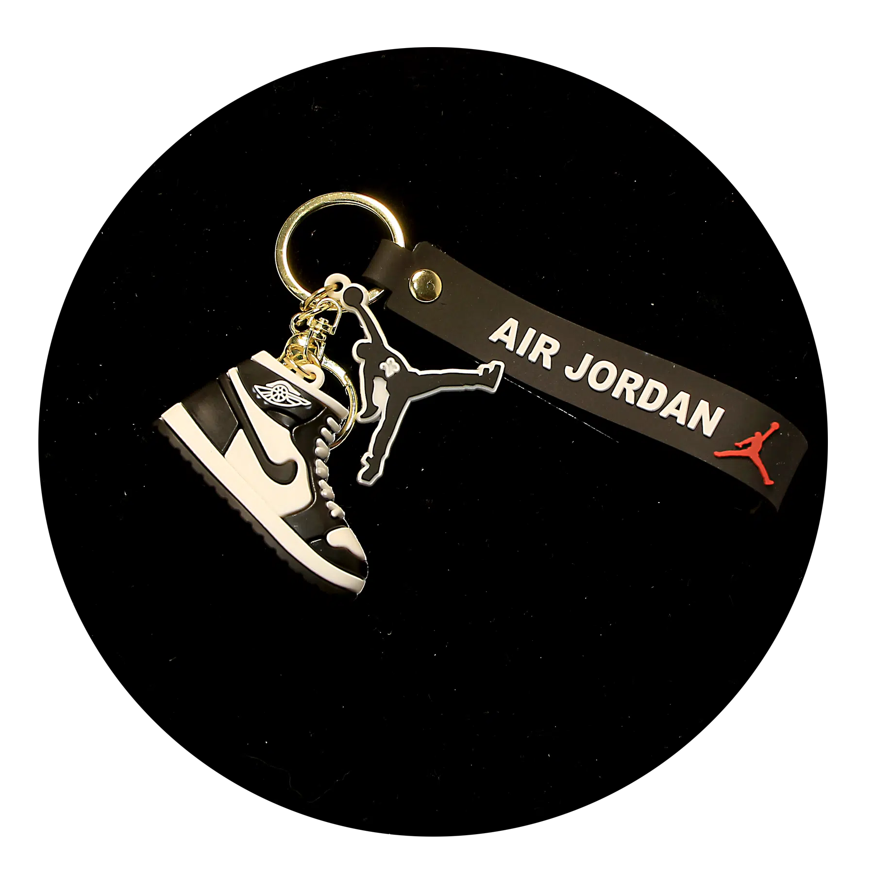 NK-SB-009 – Keychain Silicone Band – Air Jordan Shoe (Black and White)