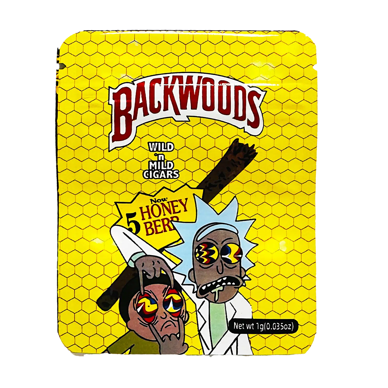 1 Gram Mylar Bag S1G Style – Premium Smell-Proof Flower Packaging – Backwoods Rick and Morty (100 Count) S1G-026