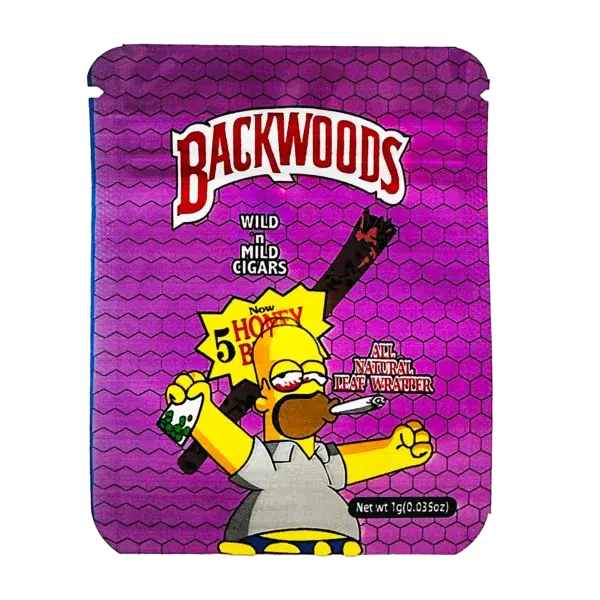 1 Gram Mylar Bag S1G Style – Premium Smell-Proof Flower Packaging - Backwoods Homer Simpson (100 Count) S1G-028