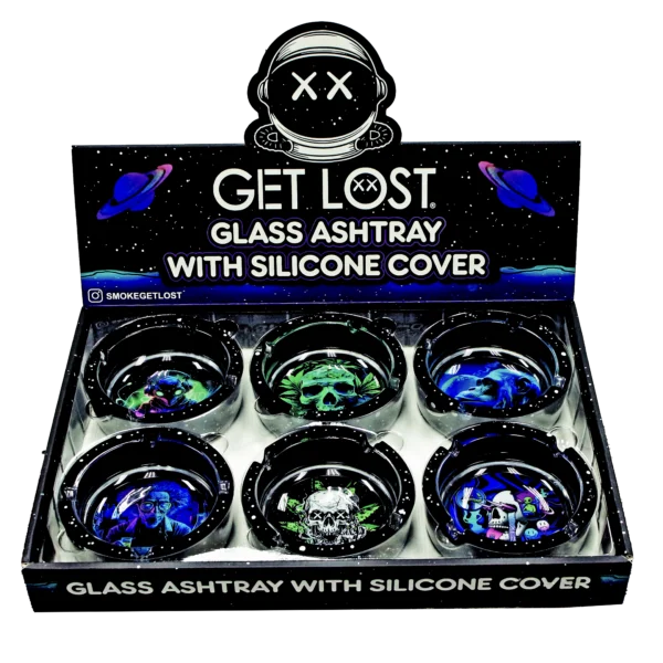 SA-6PK-012 Get Lost Glass Ashtray With Silicone Set 2 (6 Count)