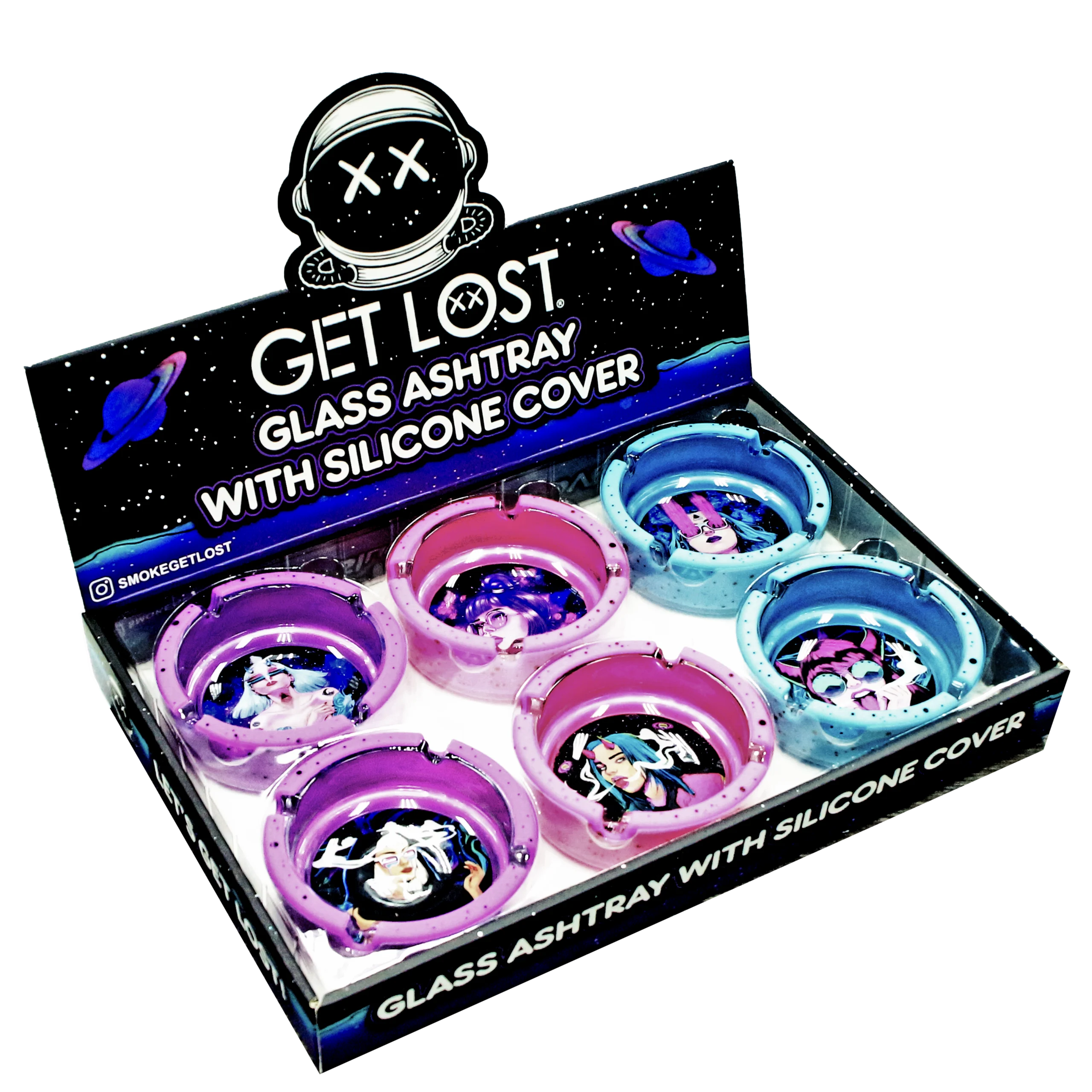 SA-6PK-013 Get Lost Glass Ashtray With Silicone Set 3 (6 Count) - Image 2