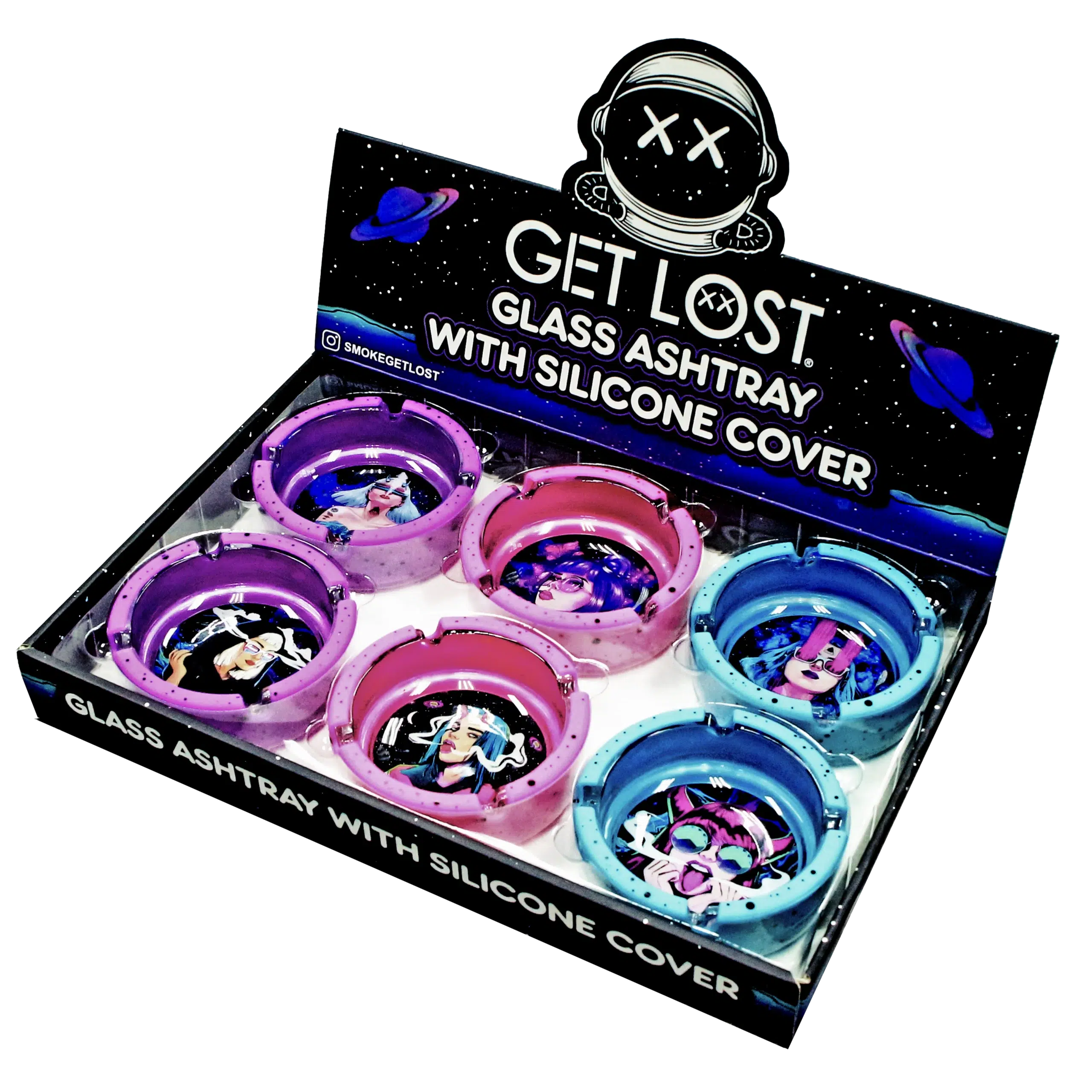 SA-6PK-013 Get Lost Glass Ashtray With Silicone Set 3 (6 Count) - Image 3