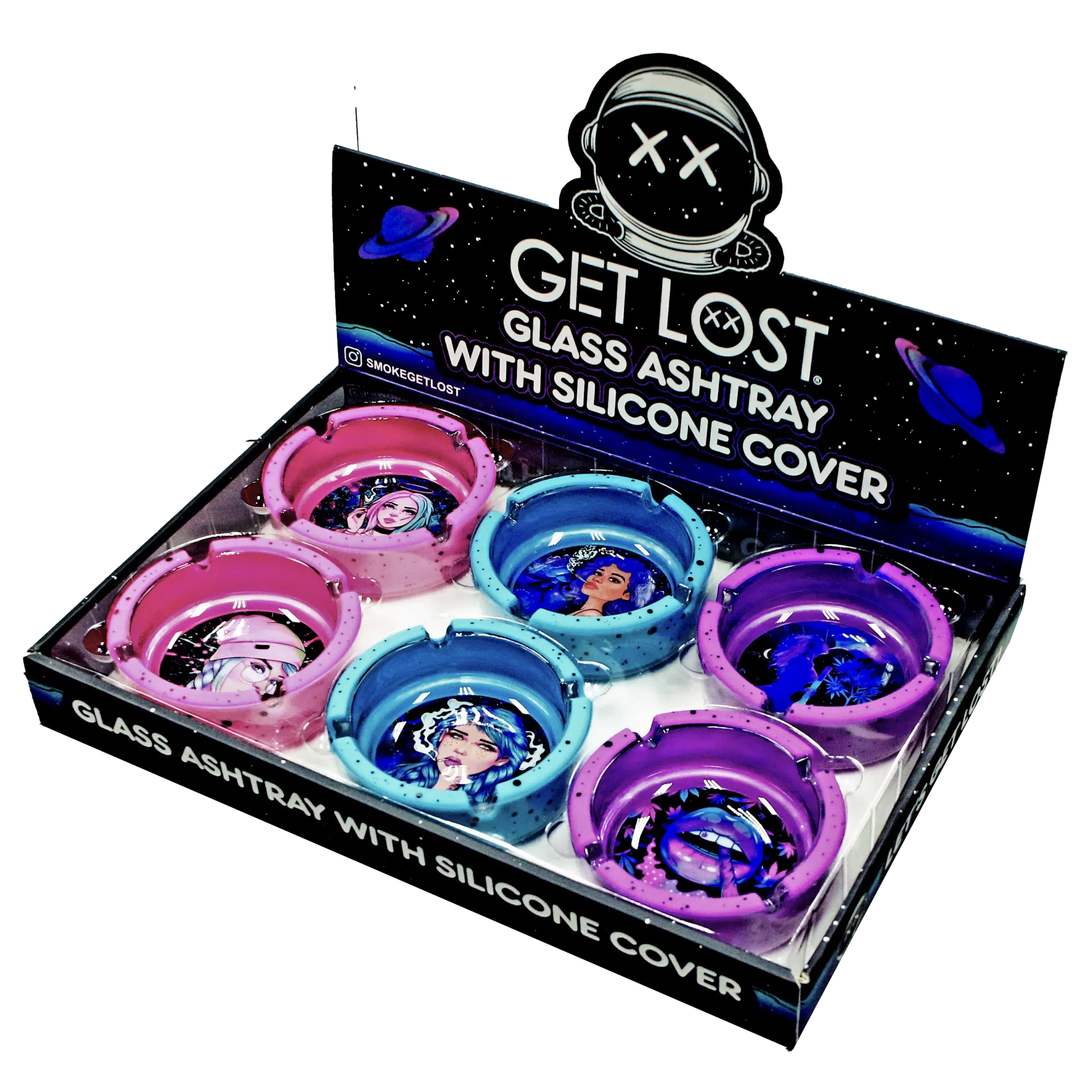 SA-6PK-016 Get Lost Glass Ashtray With Silicone Set6 (6 Count) - Image 2