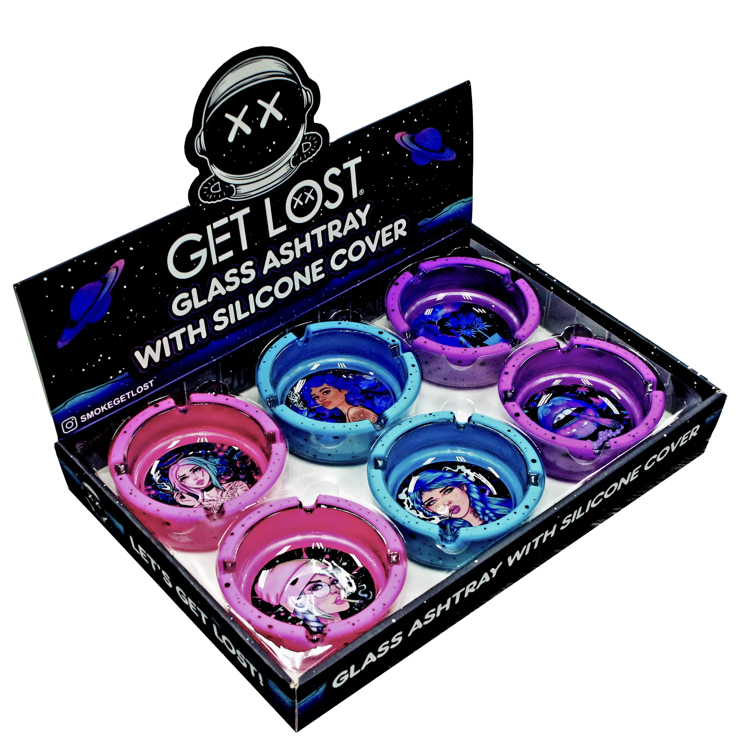 SA-6PK-016 Get Lost Glass Ashtray With Silicone Set6 (6 Count) - Image 3