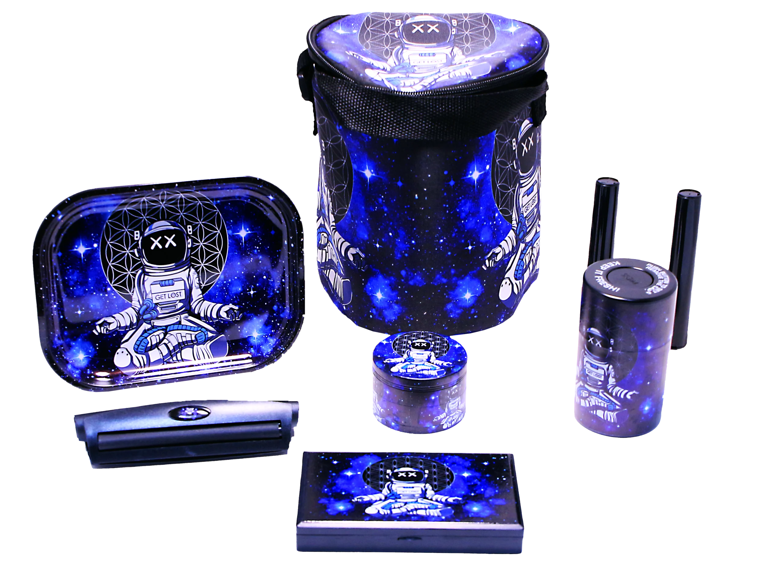 SB-GS-001 - Get Lost 7-in-1 Scale Bag Gift Set – Premium Smoking Essentials All-in-One (Astronaut Meditating) - Image 2