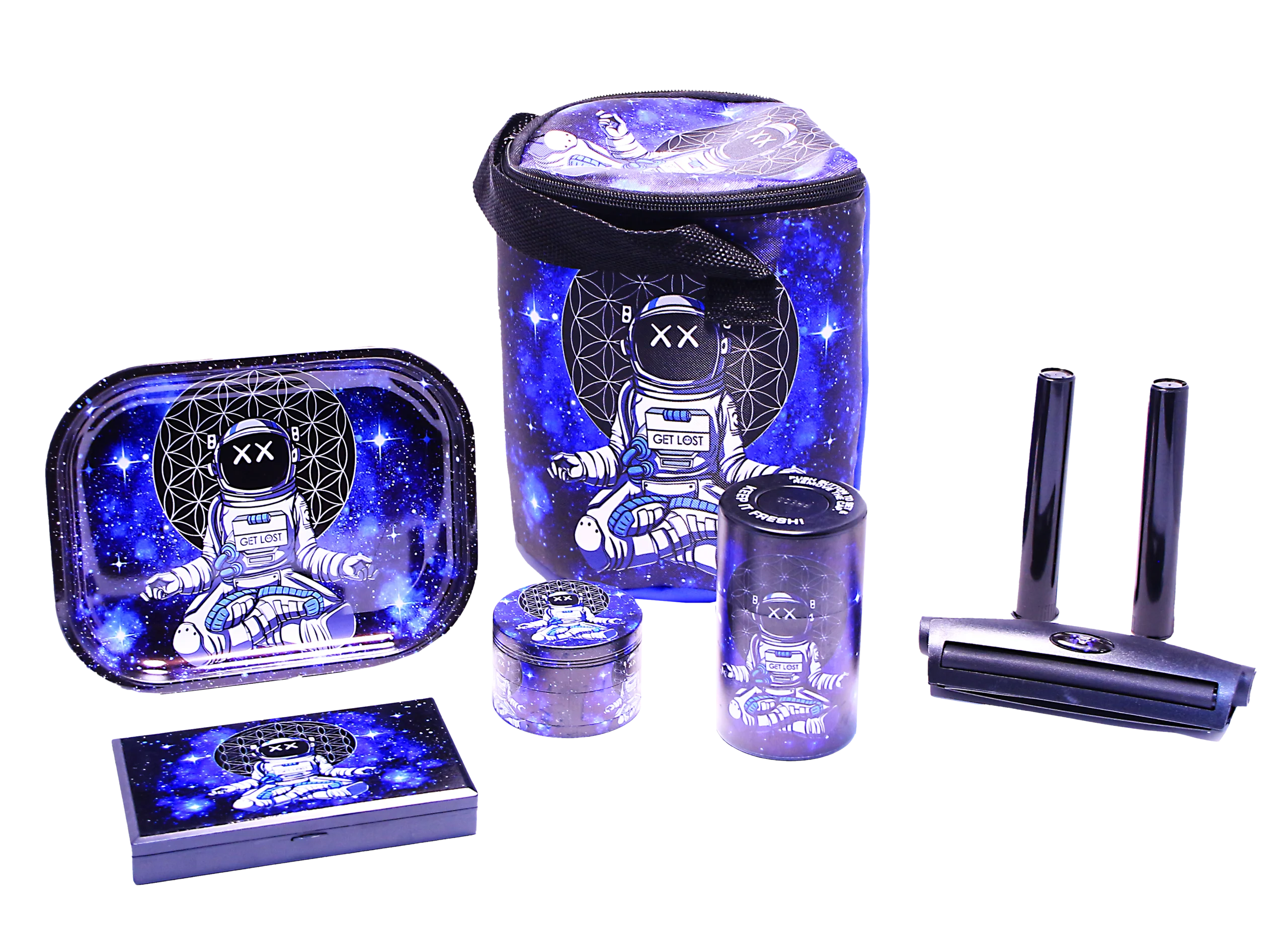 SB-GS-001 - Get Lost 7-in-1 Scale Bag Gift Set – Premium Smoking Essentials All-in-One (Astronaut Meditating) - Image 3