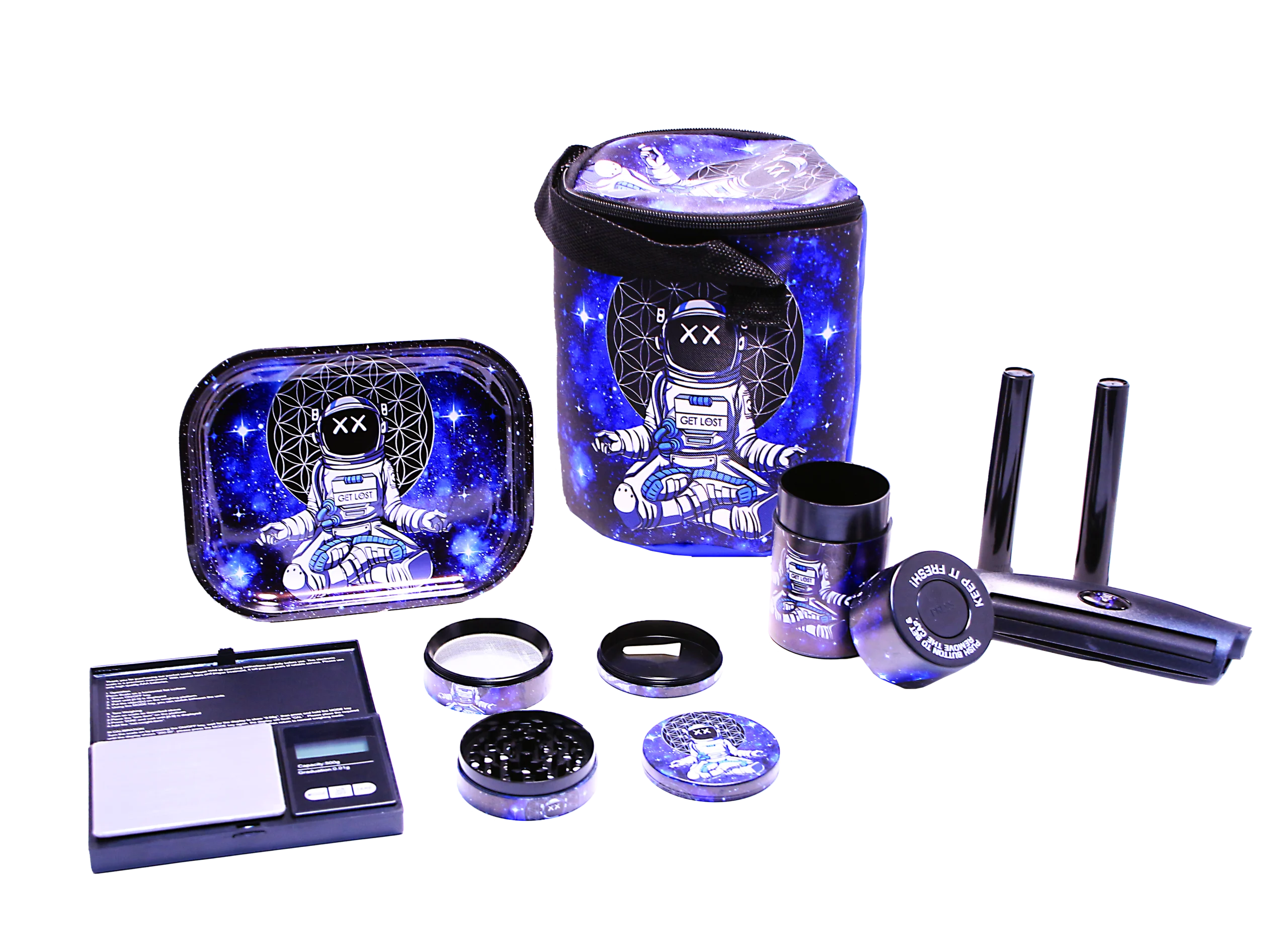 SB-GS-001 - Get Lost 7-in-1 Scale Bag Gift Set – Premium Smoking Essentials All-in-One (Astronaut Meditating) - Image 4