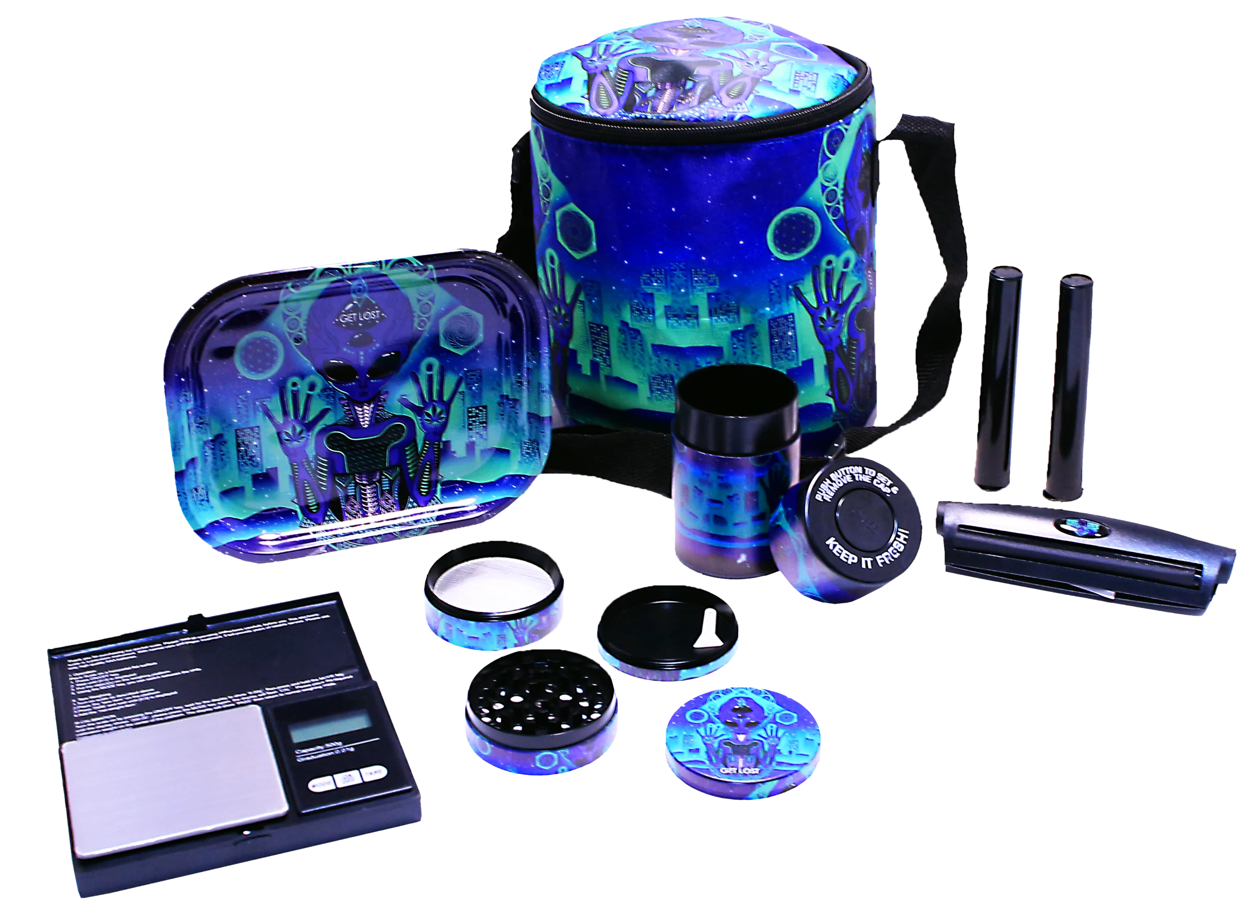 SB-GS-002 - Get Lost 7-in-1 Scale Bag Gift Set – Premium Smoking Essentials All-in-One (Purple Alien) - Image 3