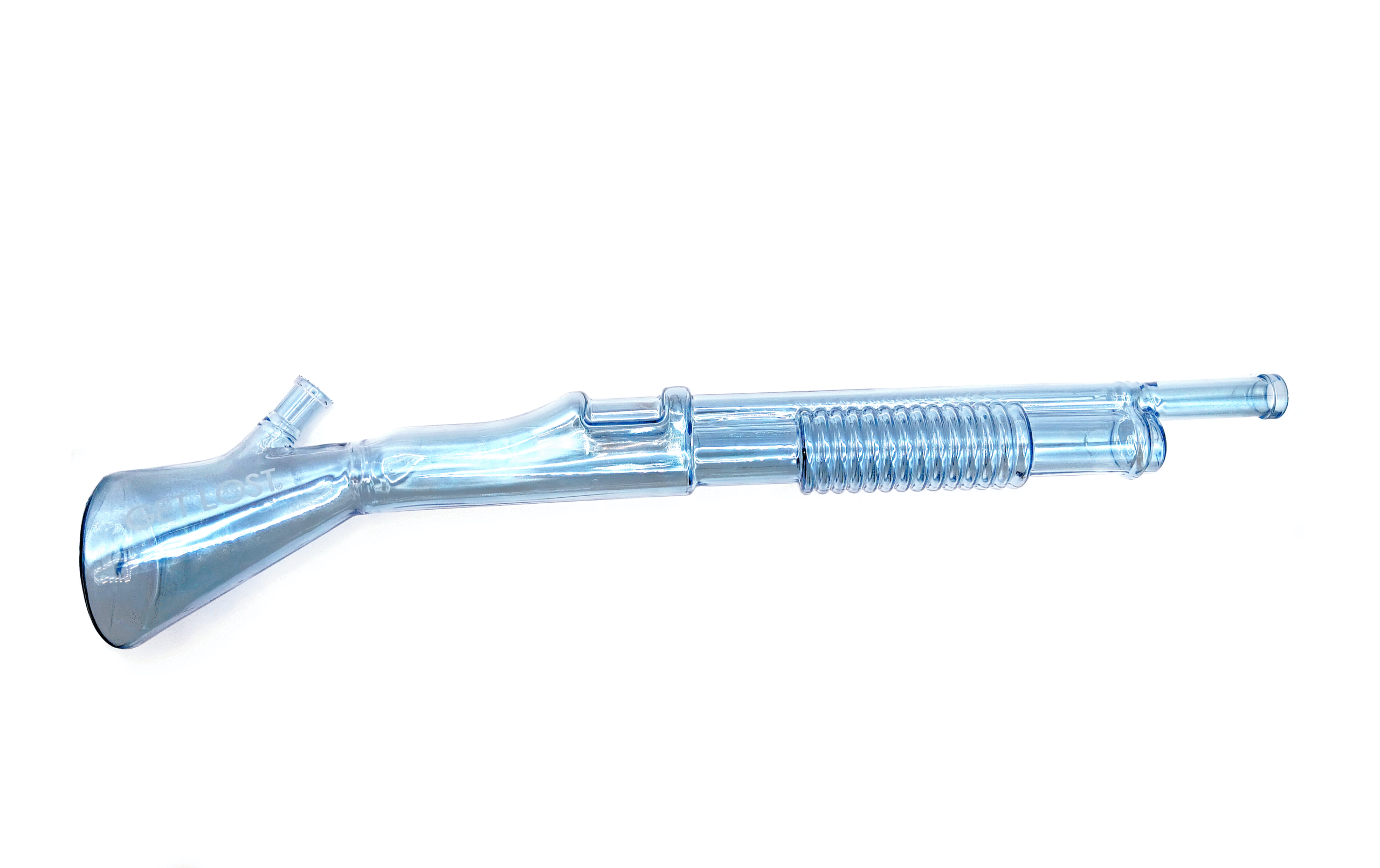 SG-CRBW-003 Get Lost – Shotgun Glass Water Pipe (Clear Rainbow)