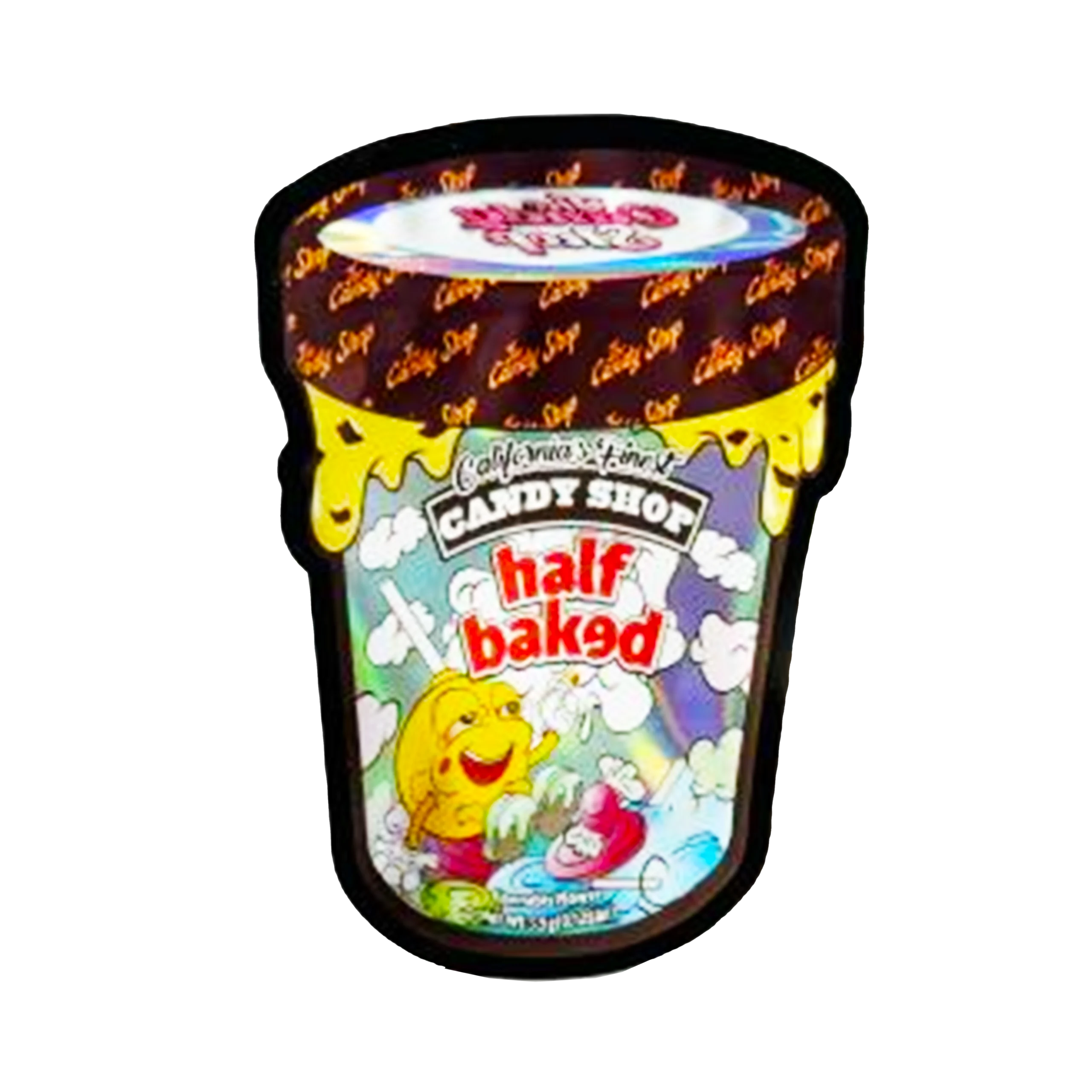 3.5g Shaped Mylar Bag – Premium Smell-Proof Flower Packaging – Candy Shop Half Baked (50 Count) SMB-35G-006